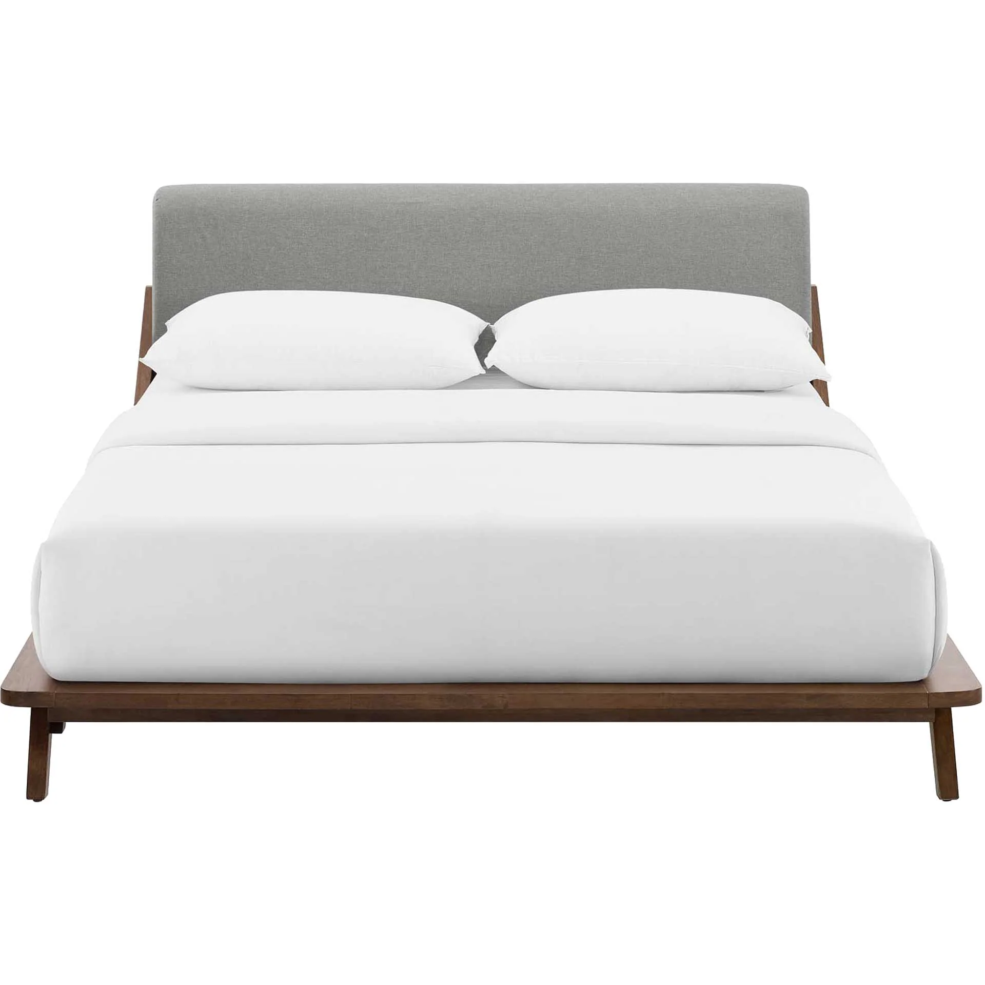Larry Fabric Platform Bed Walnut/Light Gray - Image 2