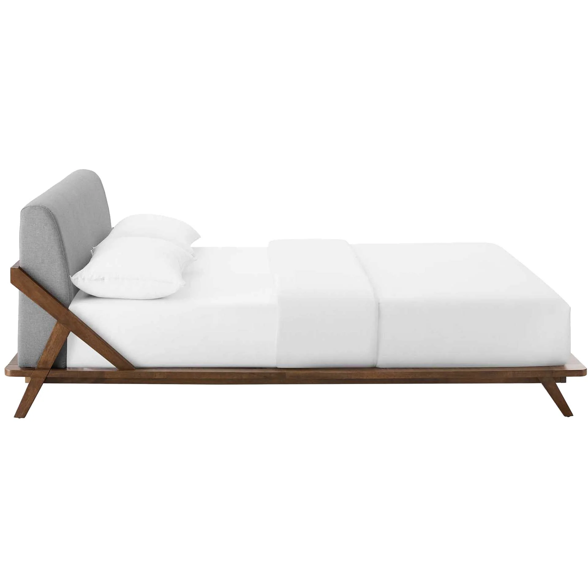 Larry Fabric Platform Bed Walnut/Light Gray - Image 3