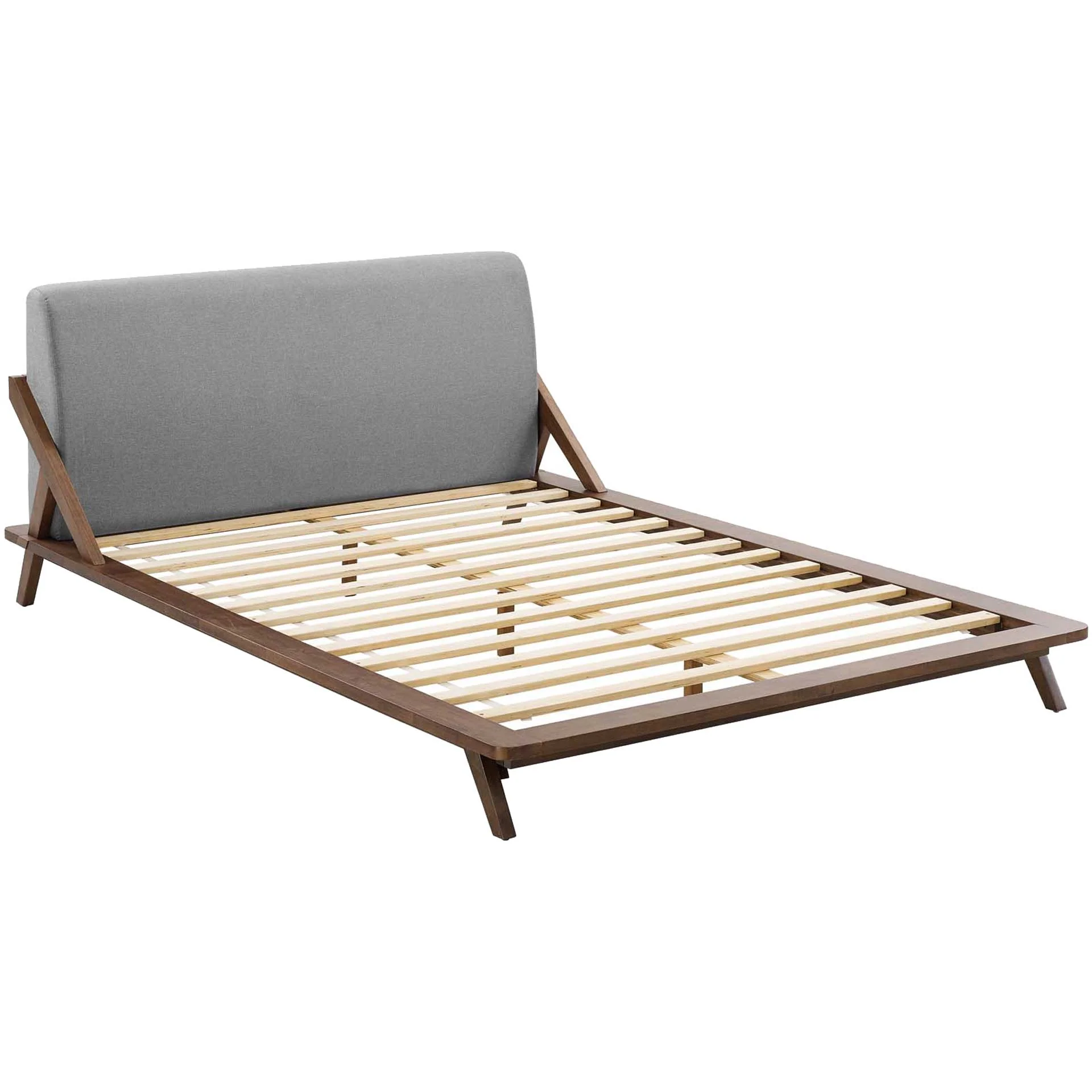 Larry Fabric Platform Bed Walnut/Light Gray - Image 4