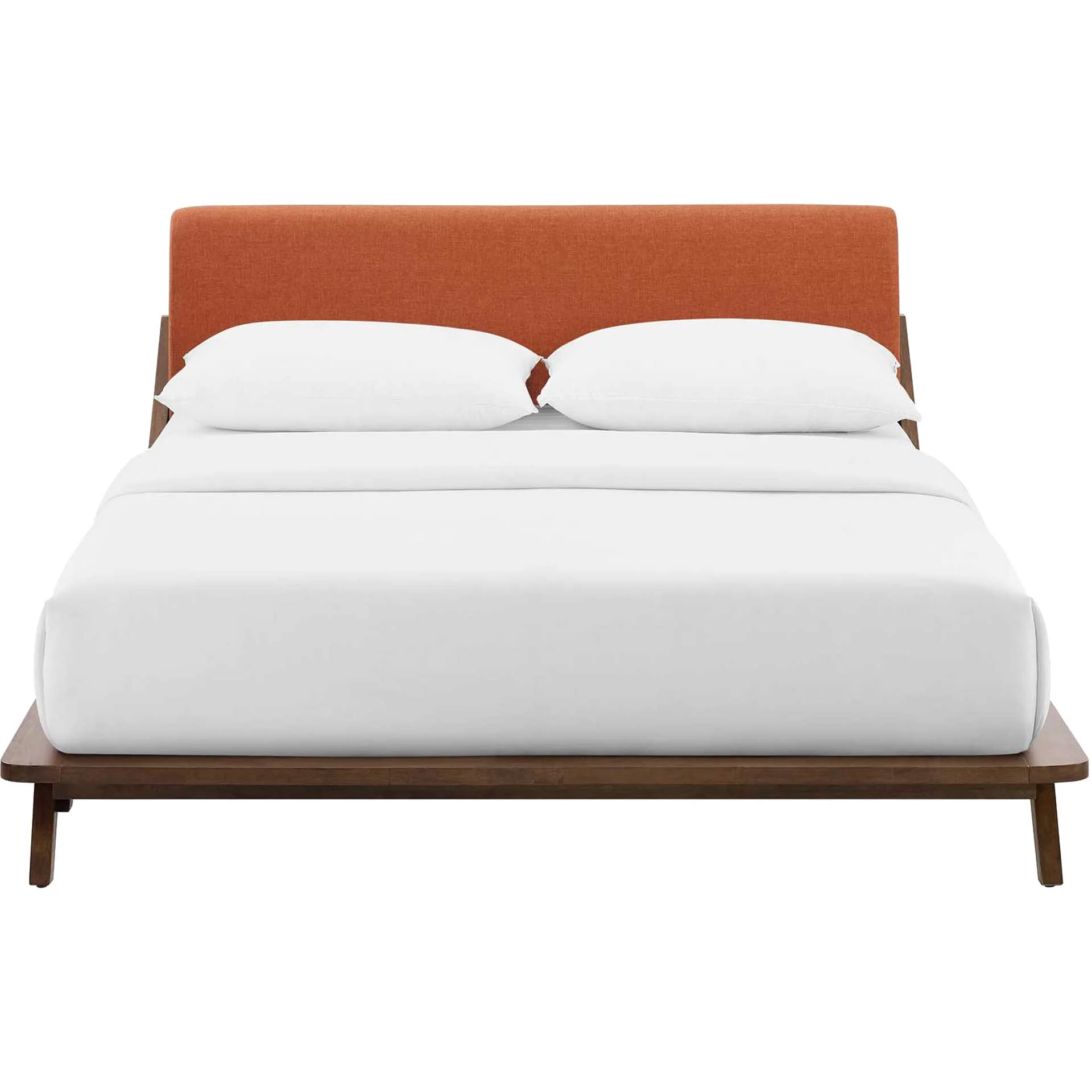 Larry Fabric Platform Bed Walnut/Orange - Image 2
