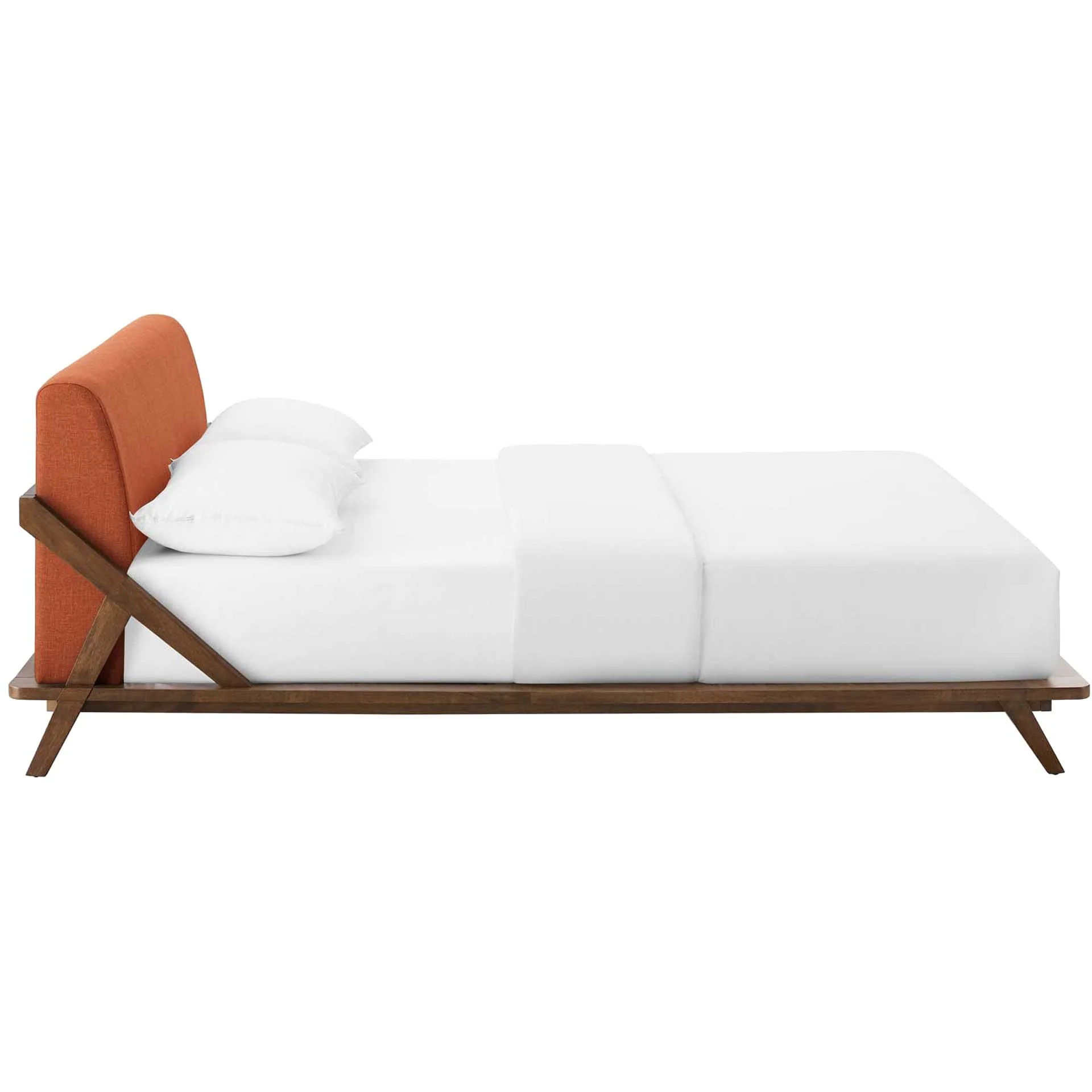 Larry Fabric Platform Bed Walnut/Orange - Image 3