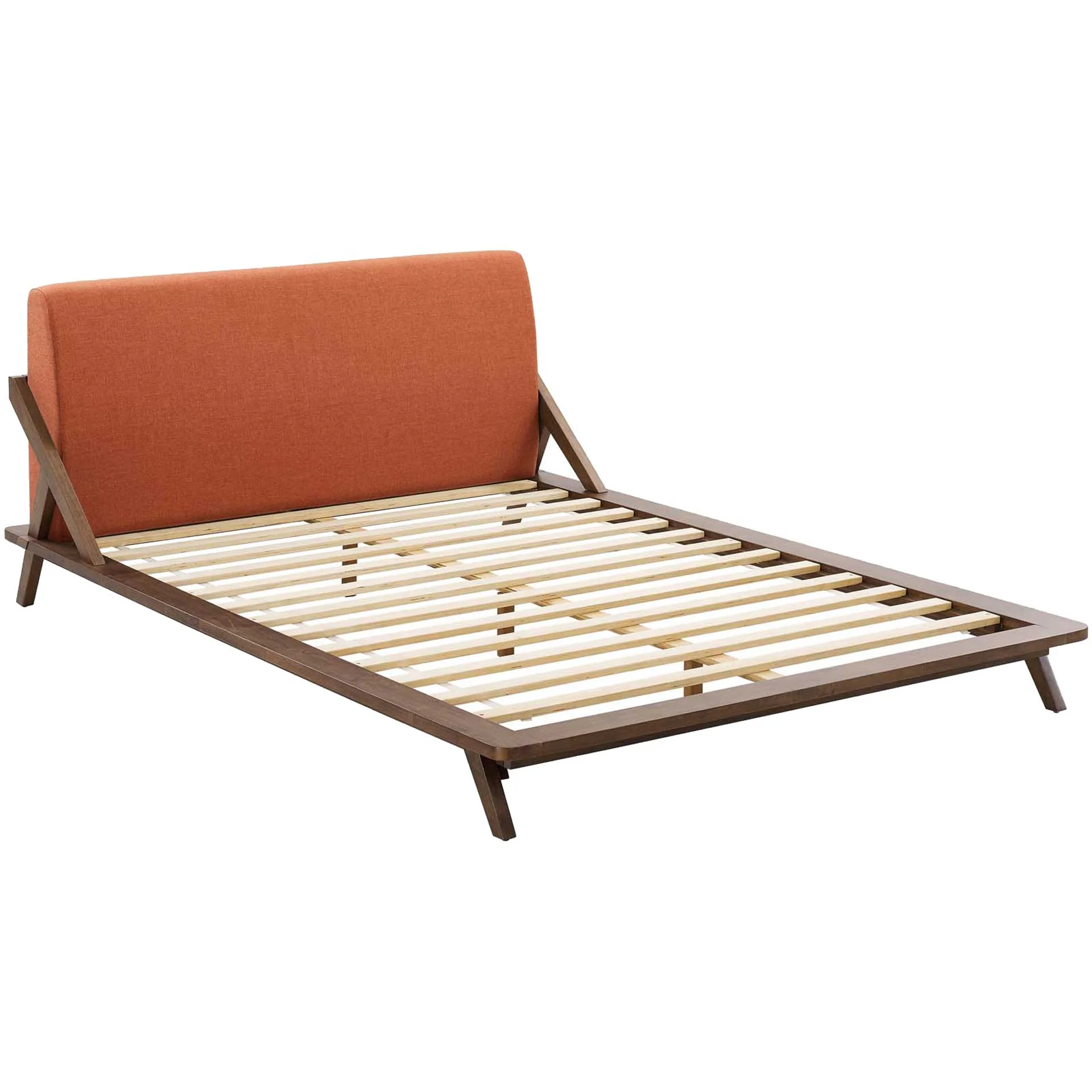 Larry Fabric Platform Bed Walnut/Orange - Image 4