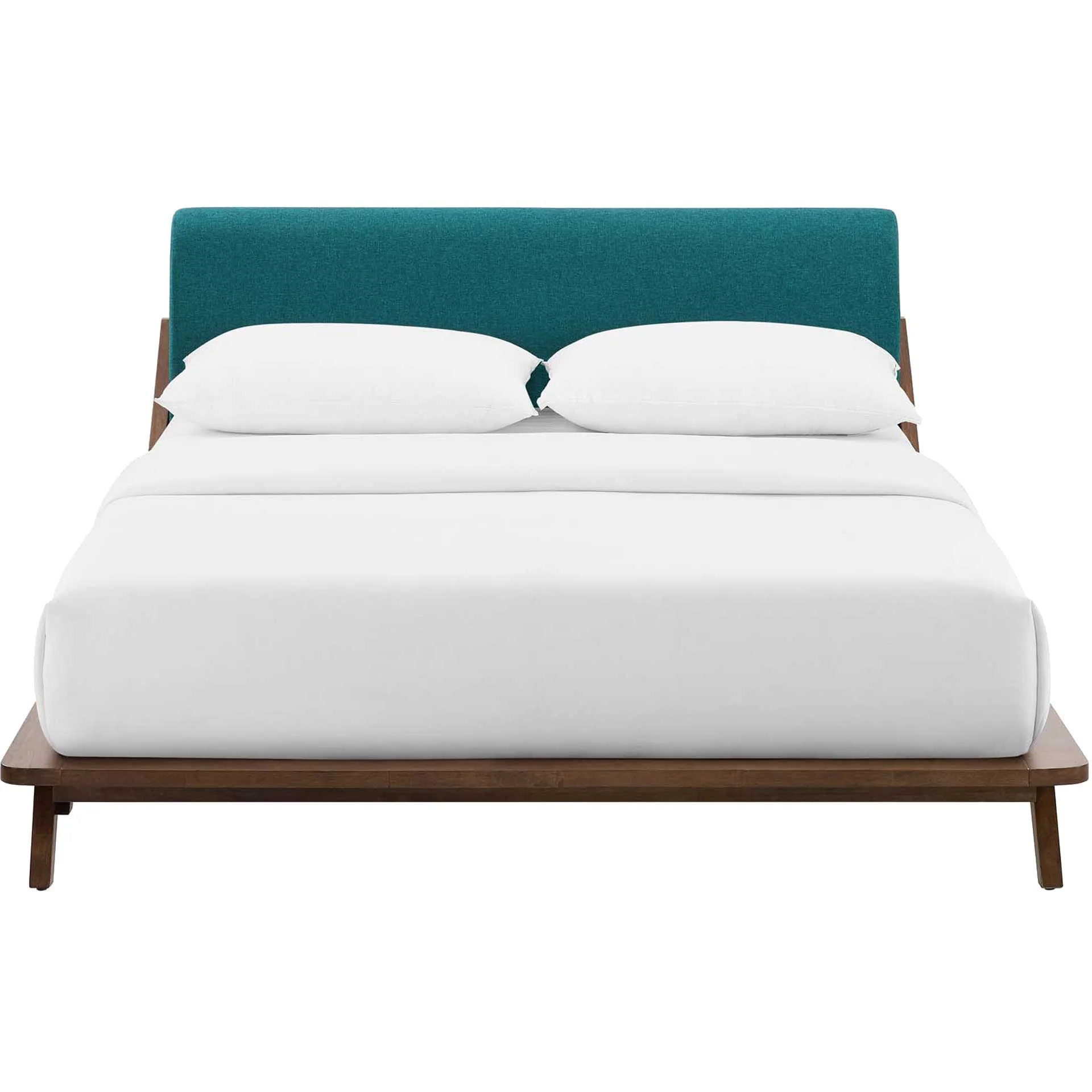 Larry Fabric Platform Bed Walnut/Teal - Image 2