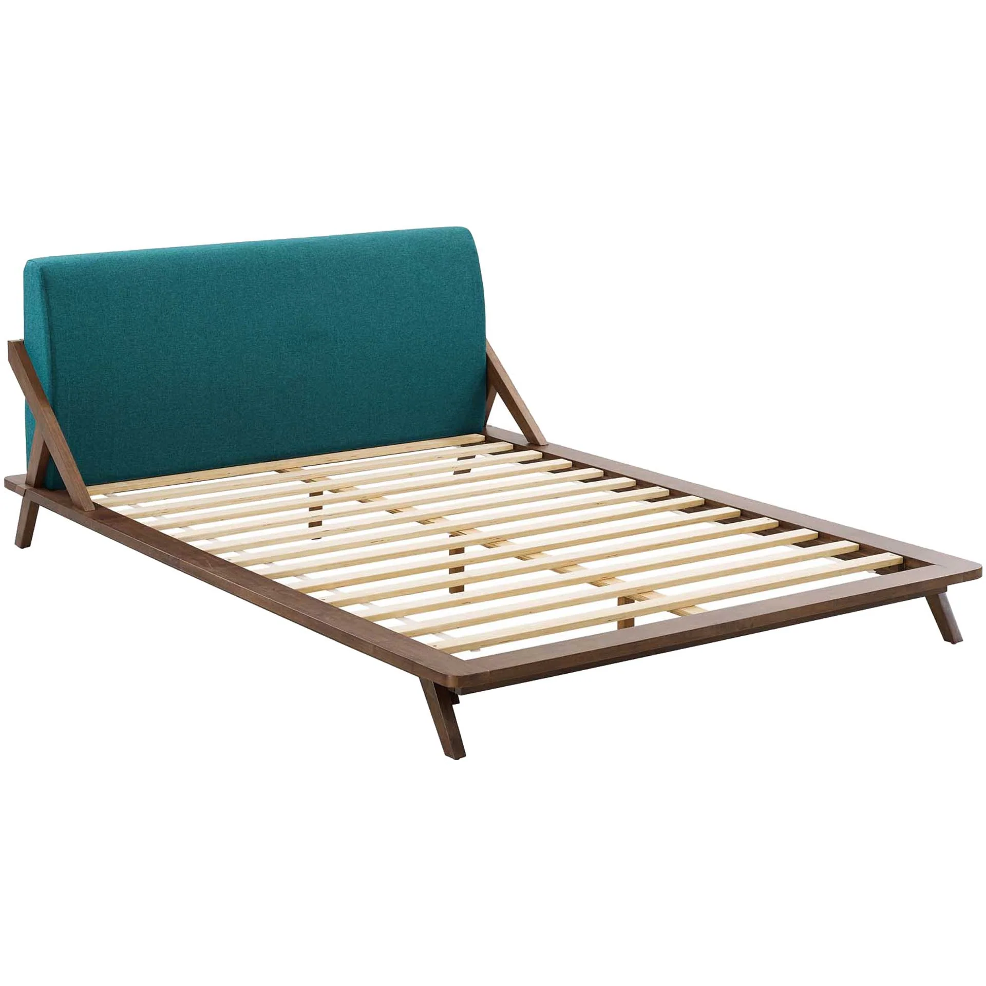 Larry Fabric Platform Bed Walnut/Teal - Image 4