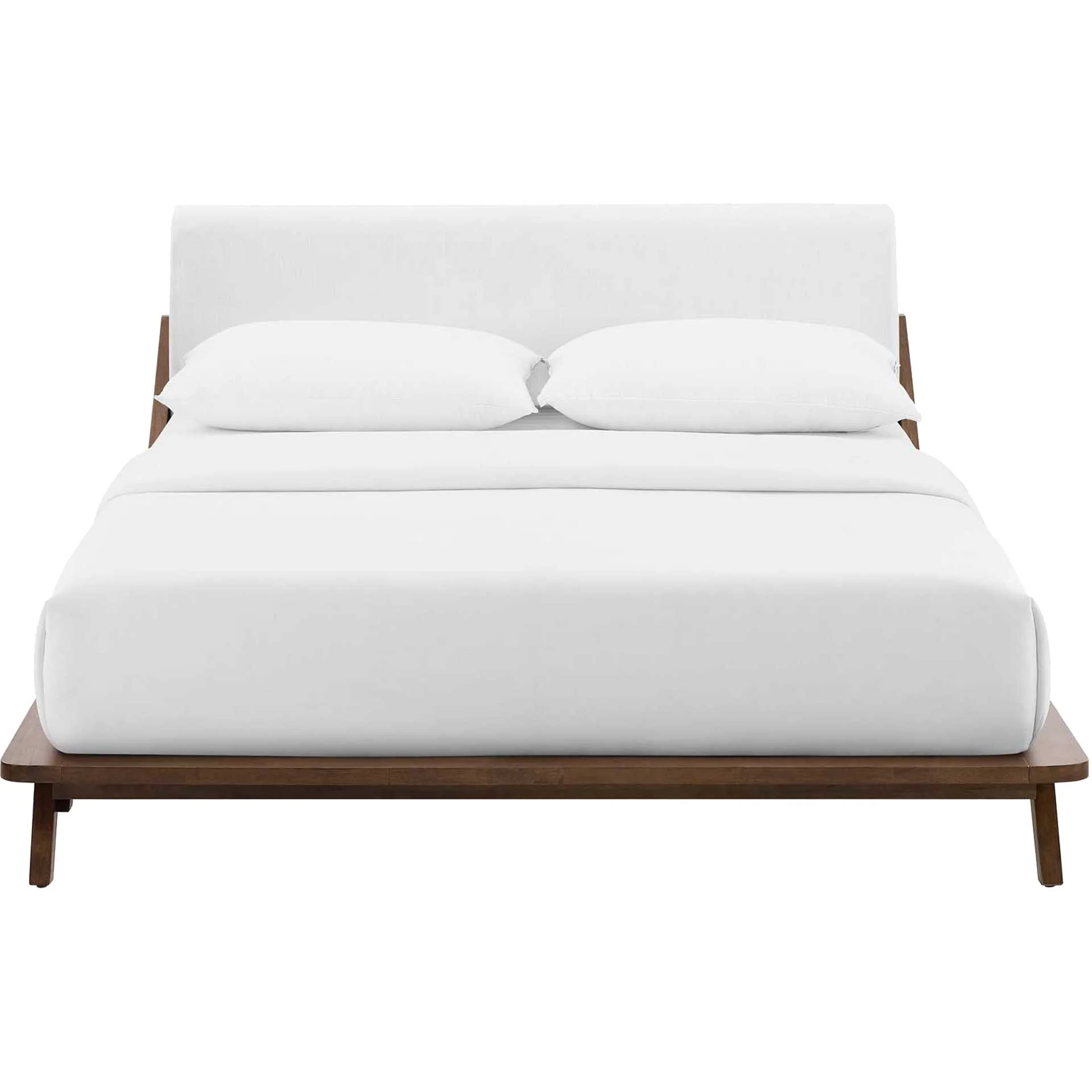Larry Fabric Platform Bed Walnut/White - Image 2