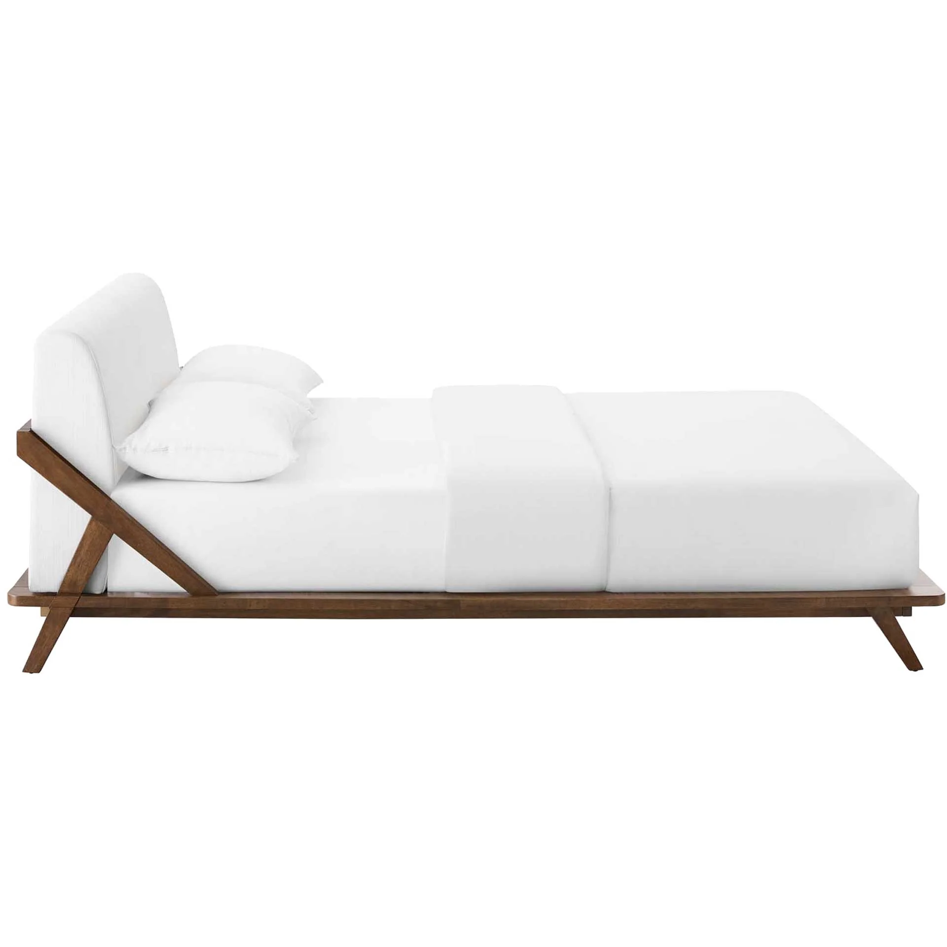 Larry Fabric Platform Bed Walnut/White - Image 3