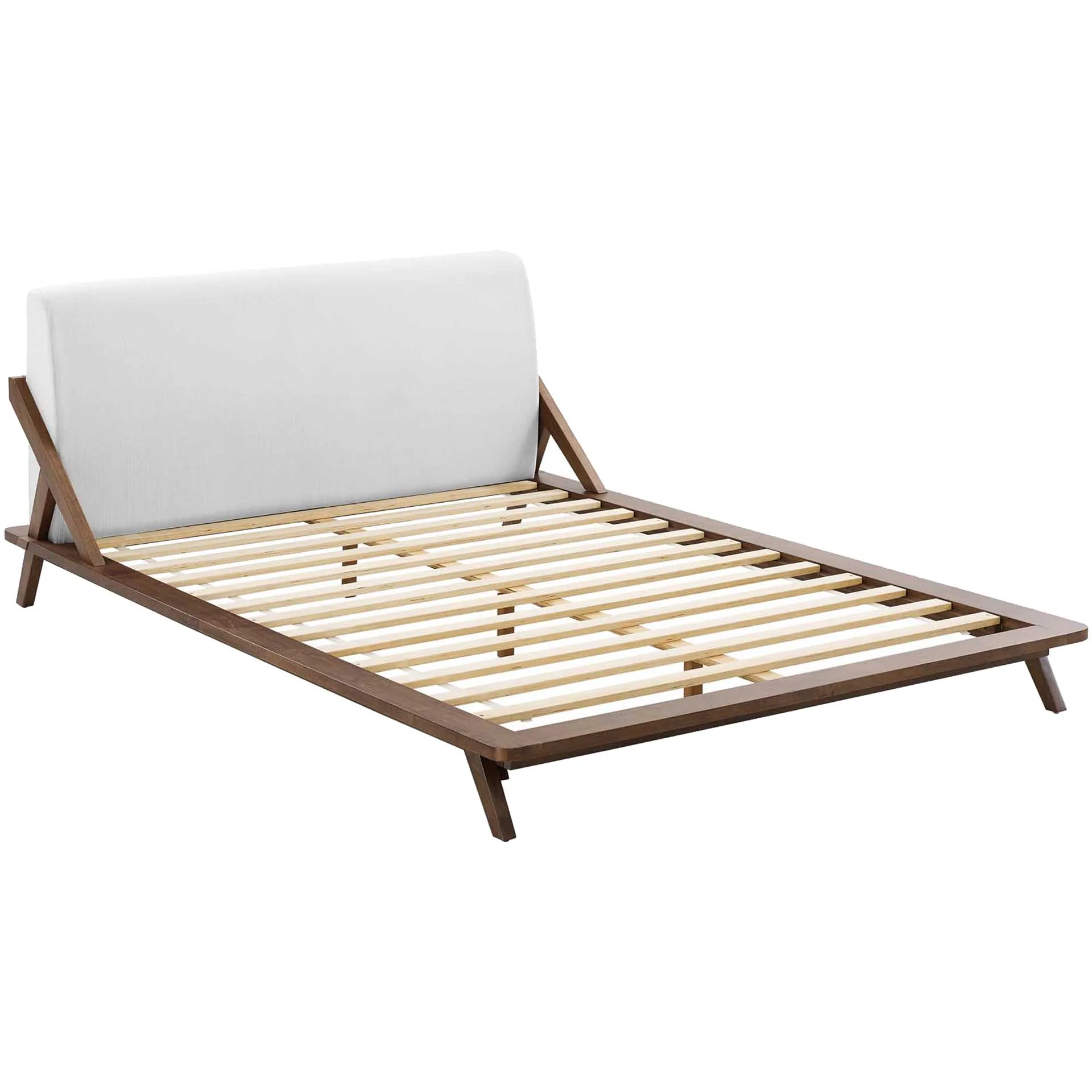 Larry Fabric Platform Bed Walnut/White - Image 4