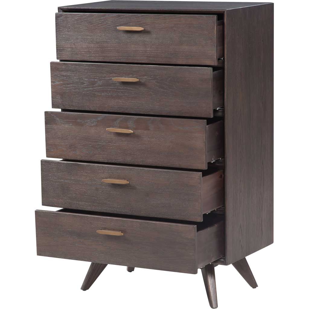 Lars Wooden 5 Drawer Chest Oak/Oak Veneer - Image 3