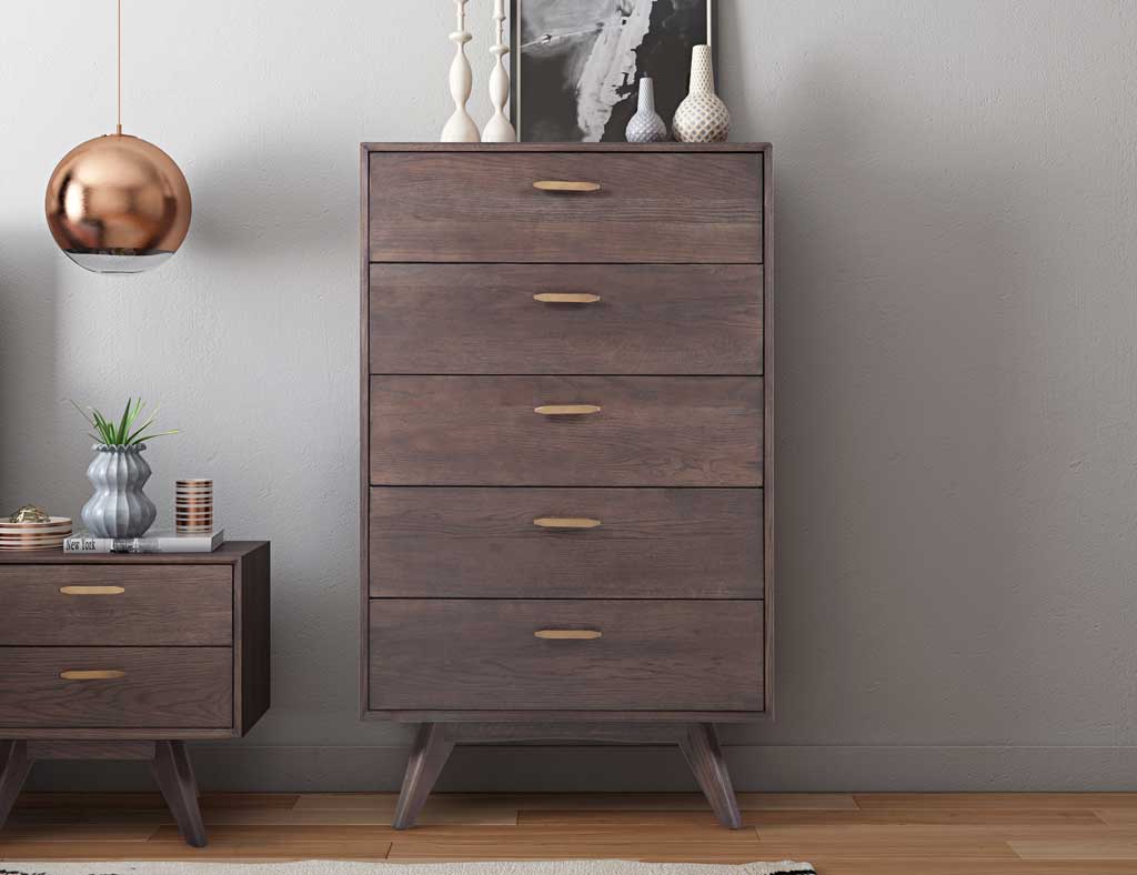 Lars Wooden 5 Drawer Chest Oak/Oak Veneer - Image 7