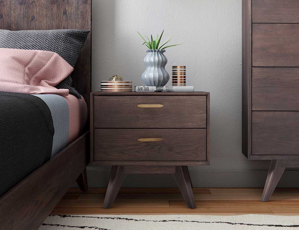 Lars Wooden Nightstand Oak/Oak Veneer - Image 6