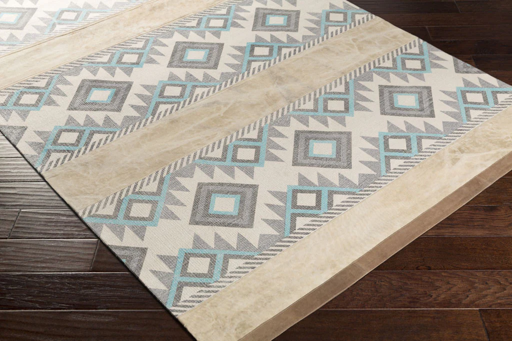 Lasso Light Gray/Teal/Gray Area Rug - Image 2