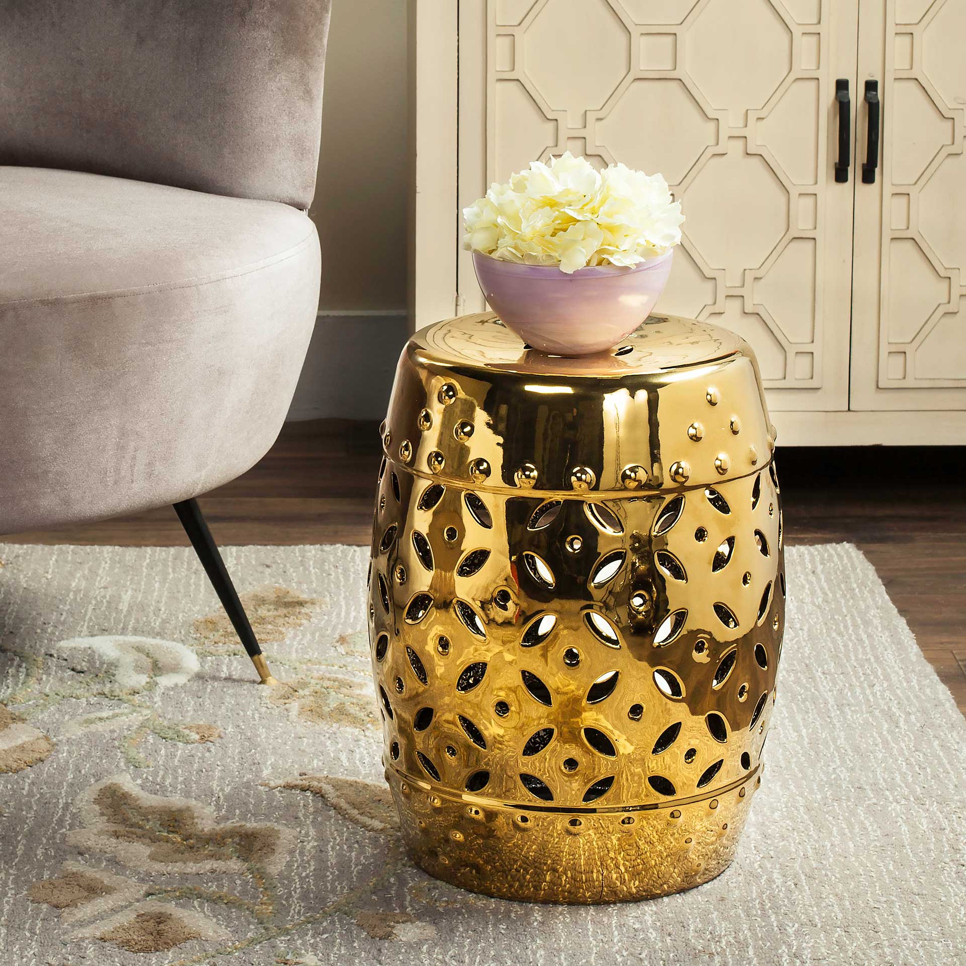 Lattice Coin Stool Gold - Image 3