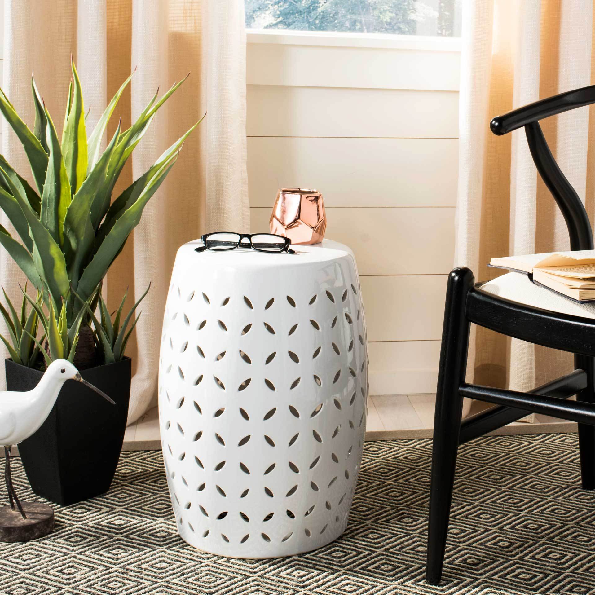 Lattice Petal Garden Stool White - Image 3