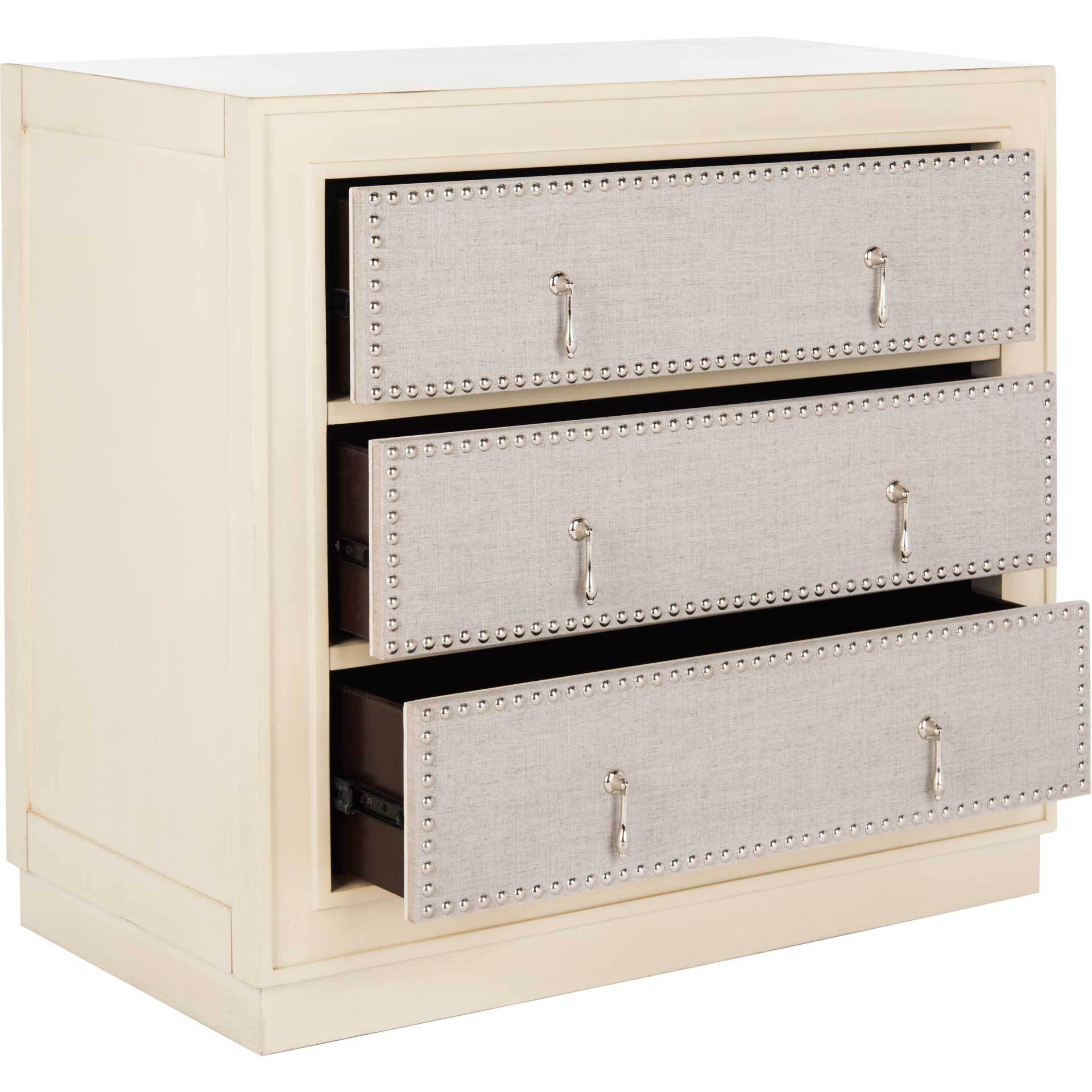 Lawson 3 Drawer Chest Antique Beige/Light Gray/Nickel - Image 2