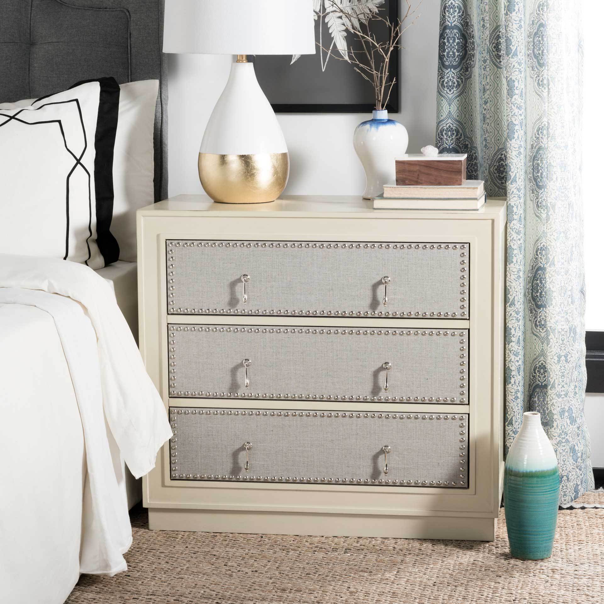 Lawson 3 Drawer Chest Antique Beige/Light Gray/Nickel - Image 5