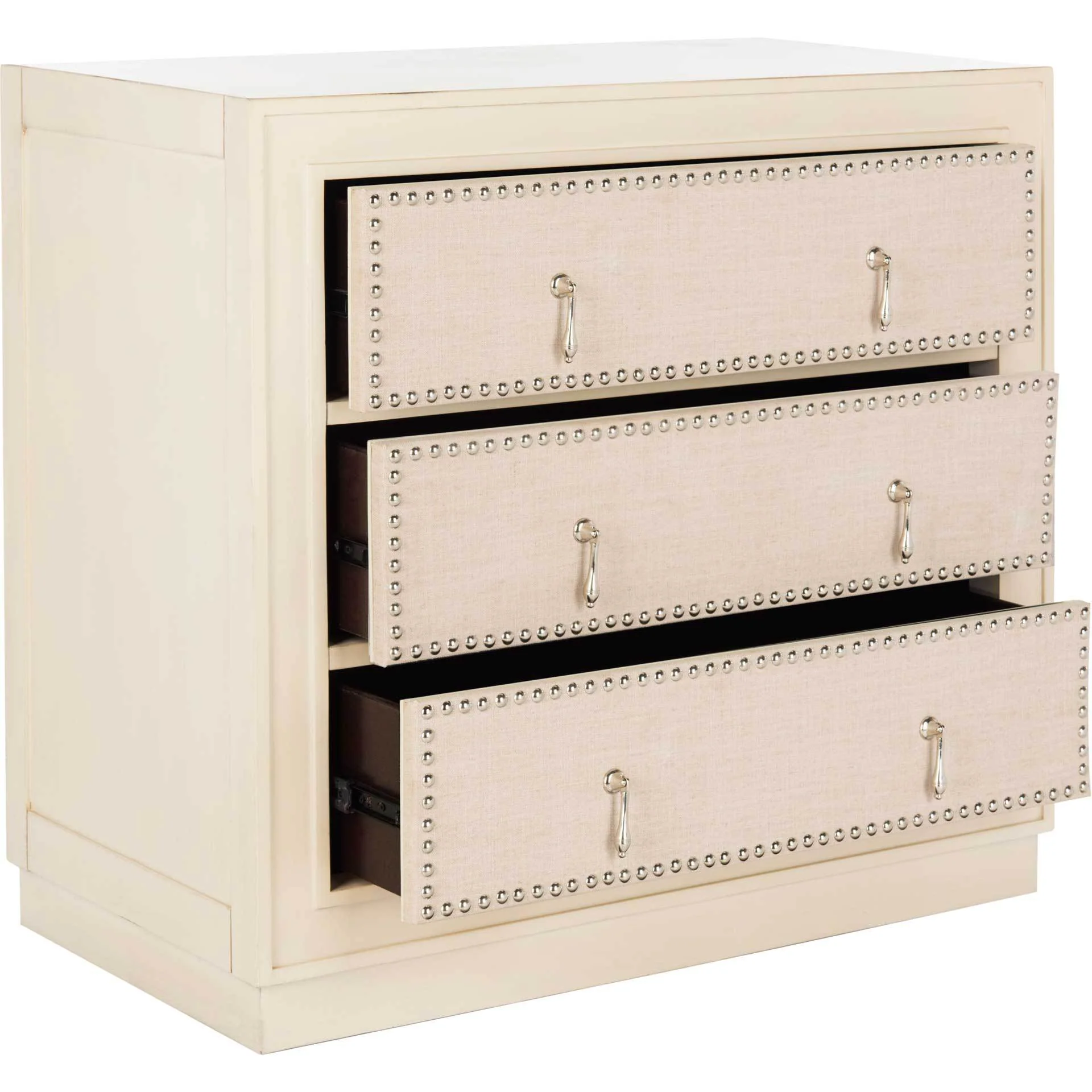Lawson 3 Drawer Chest Antique Beige/Nickel - Image 2