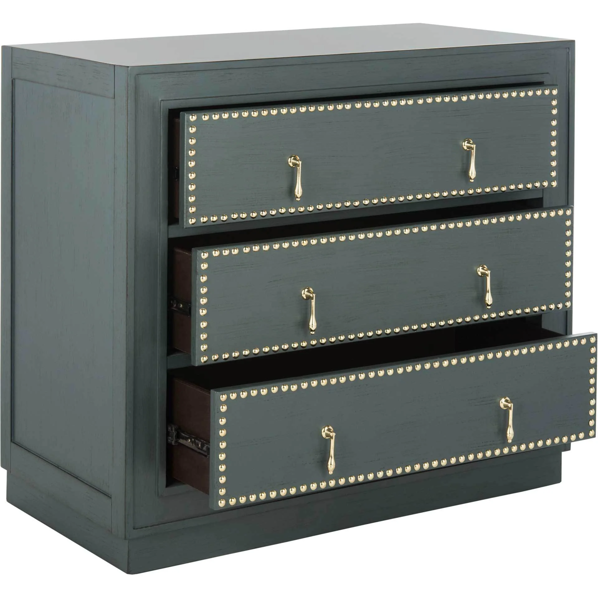 Lawson 3 Drawer Chest Steel Teal/Gold - Image 2