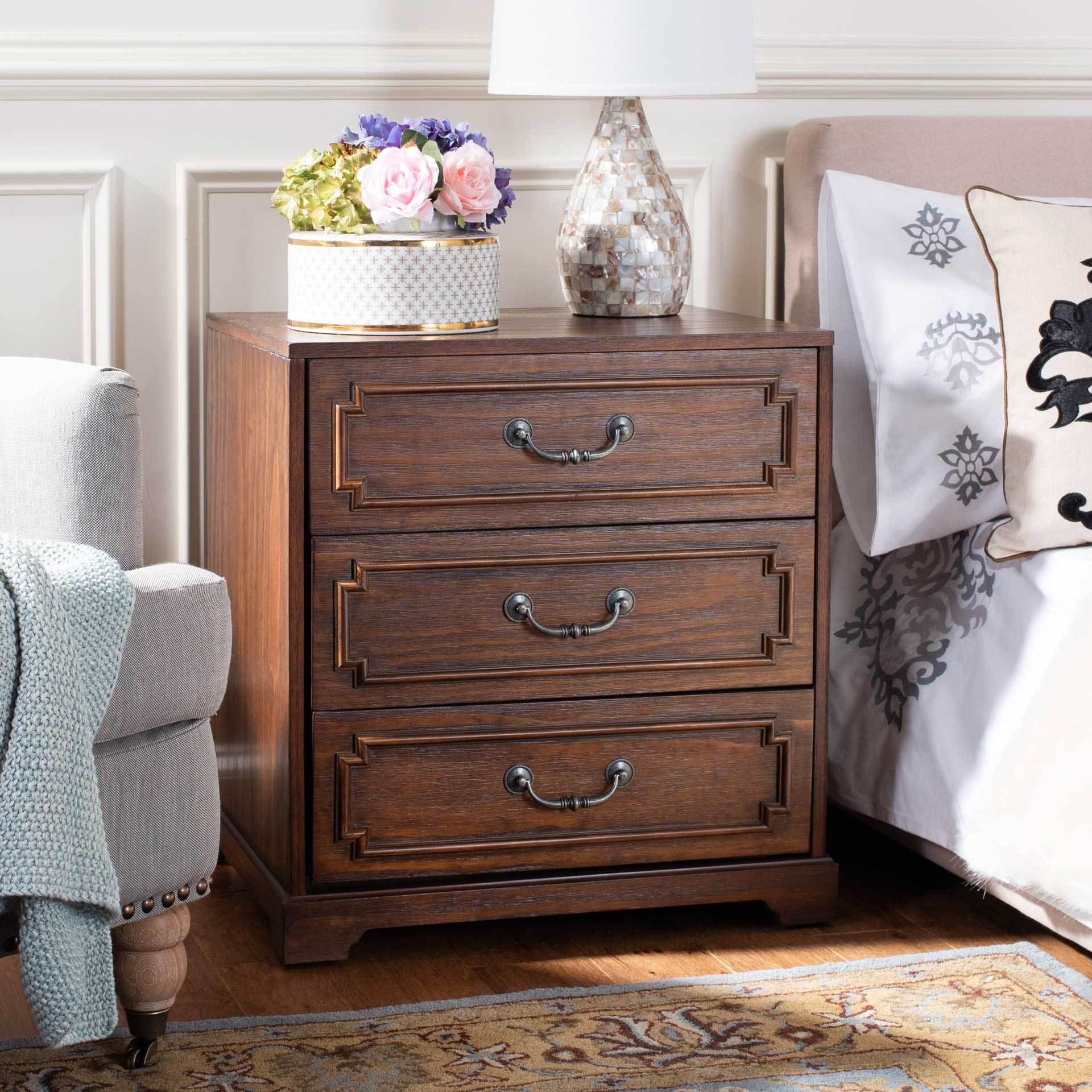 Leanna 3 Drawer Nightstand Mahogany - Image 4