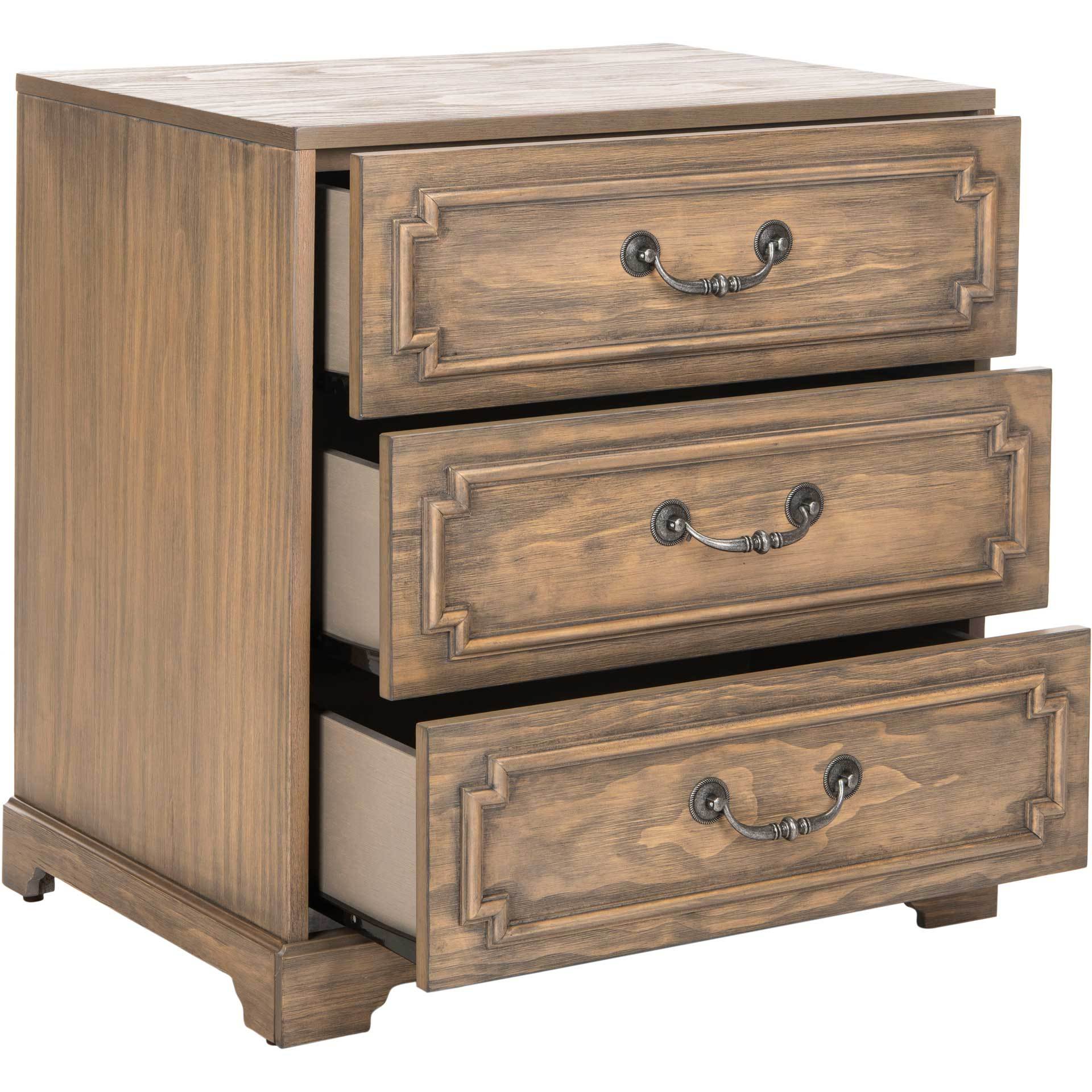 Leanna 3 Drawer Nightstand Weathered Oak - Image 2