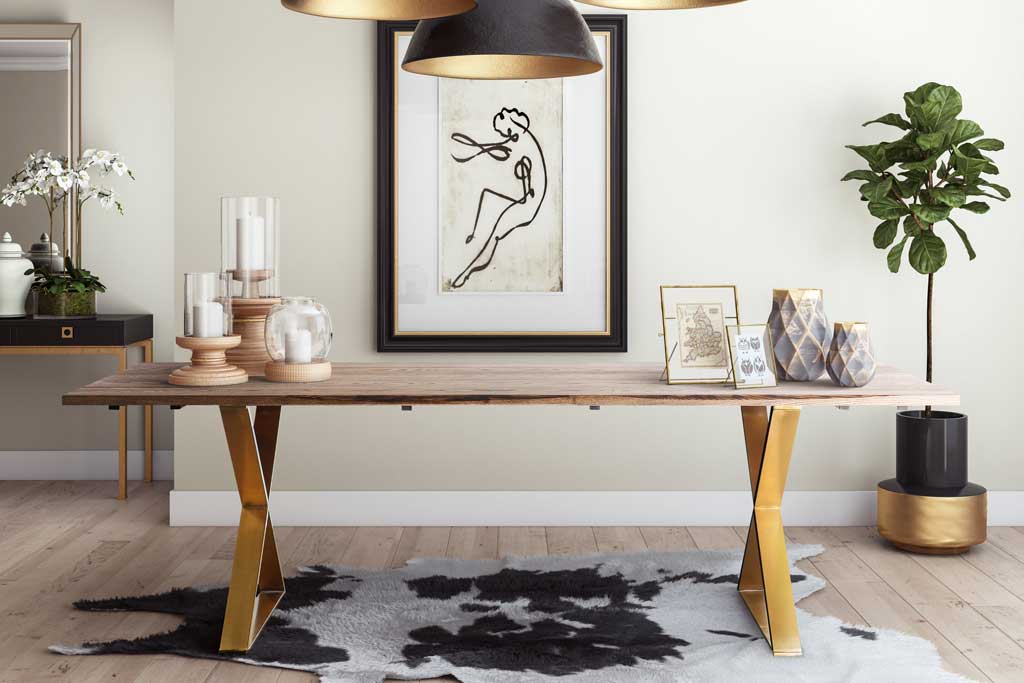 Leanne Dining Table Brown/Gold - Image 5