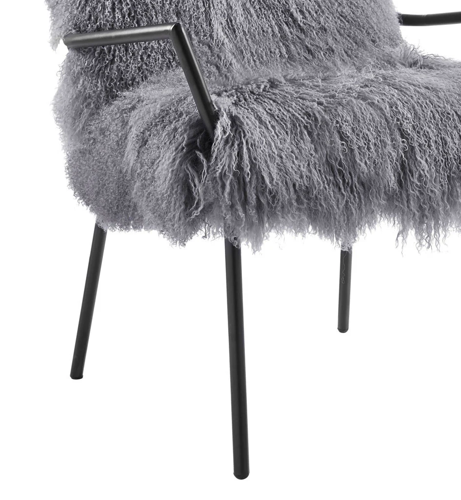 Leary Sheepskin Chair Gray - Image 3
