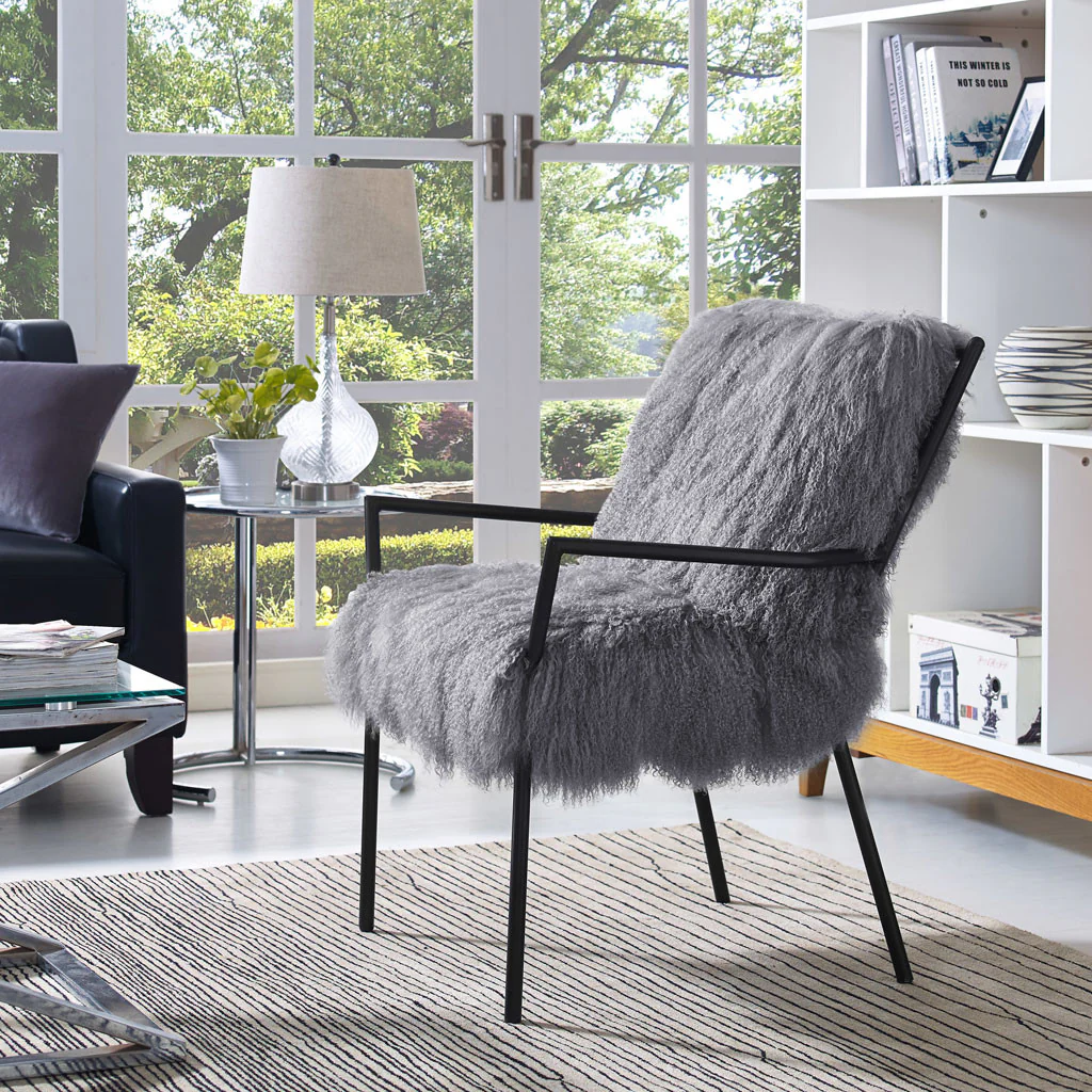 Leary Sheepskin Chair Gray - Image 5