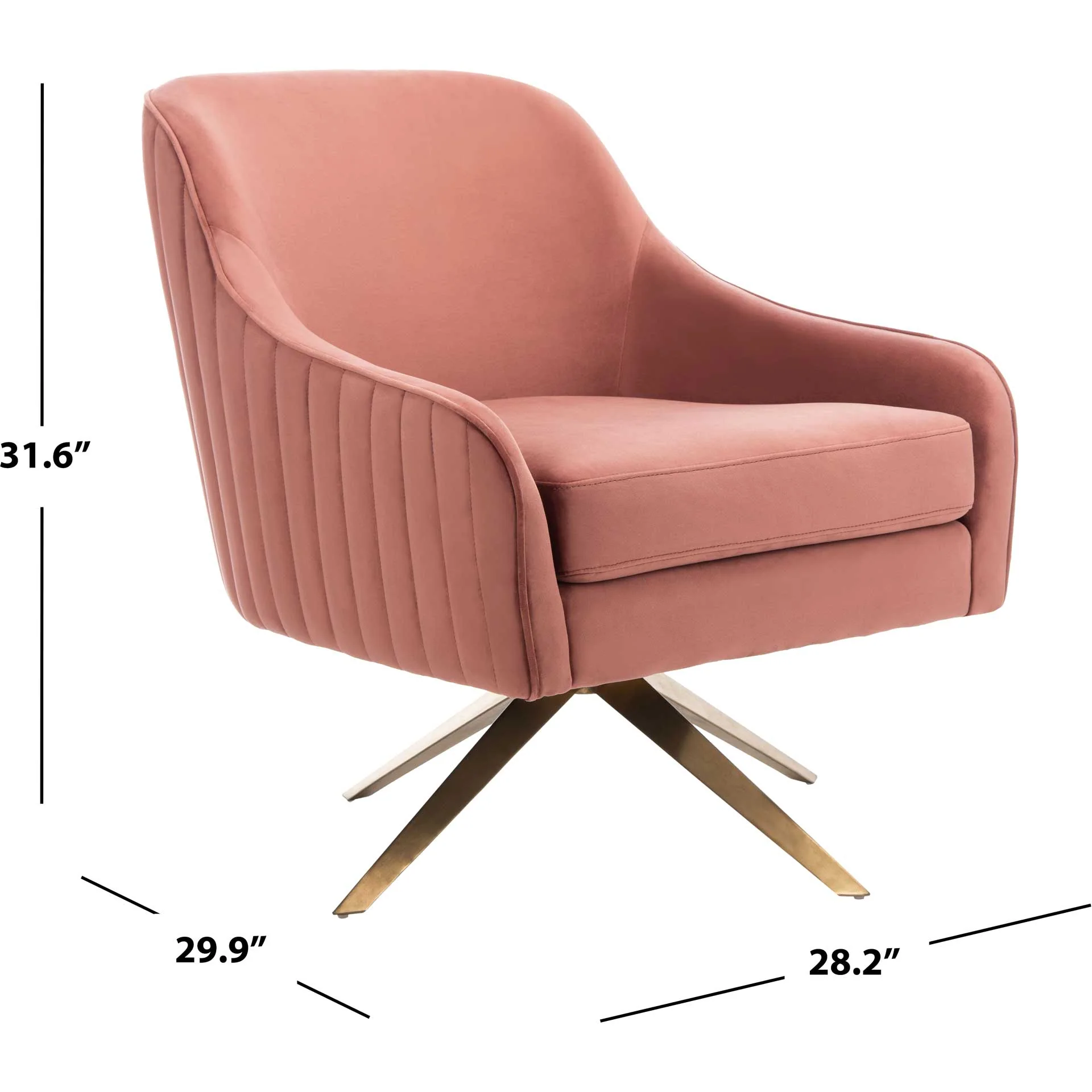 Leif Channeled Velvet Accent Chair Dusty Rose - Image 6
