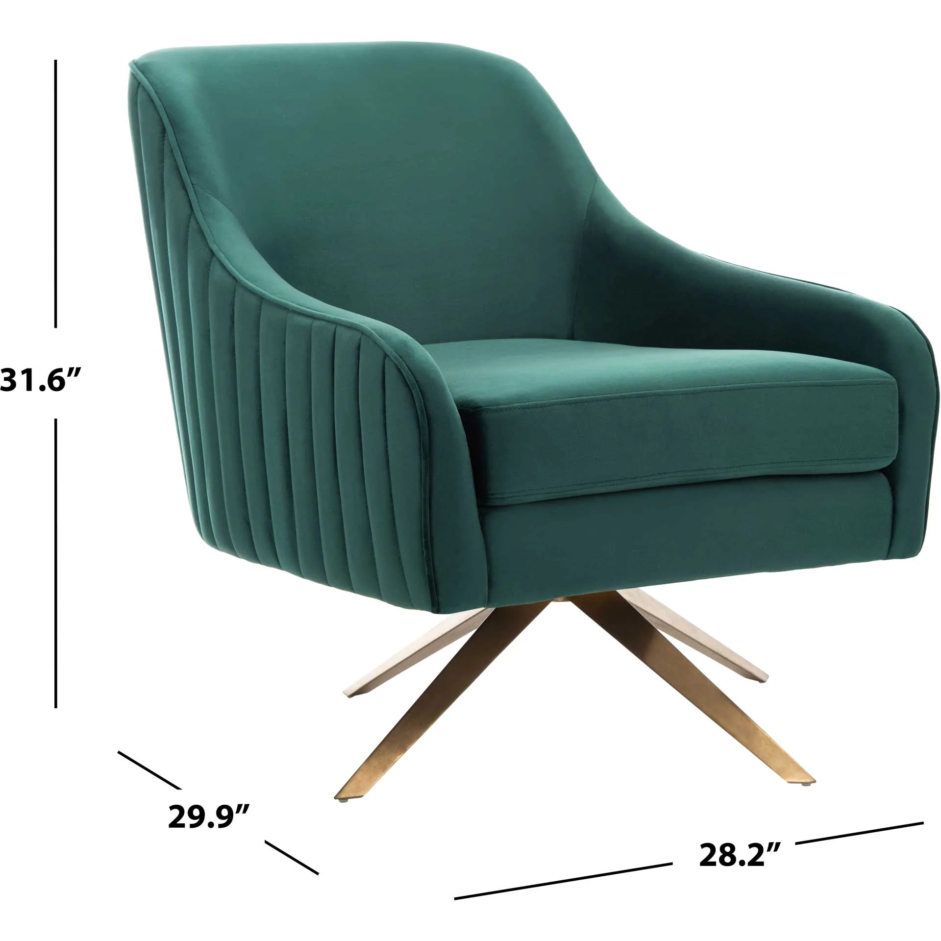 Leif Channeled Velvet Accent Chair Emerald - Image 6