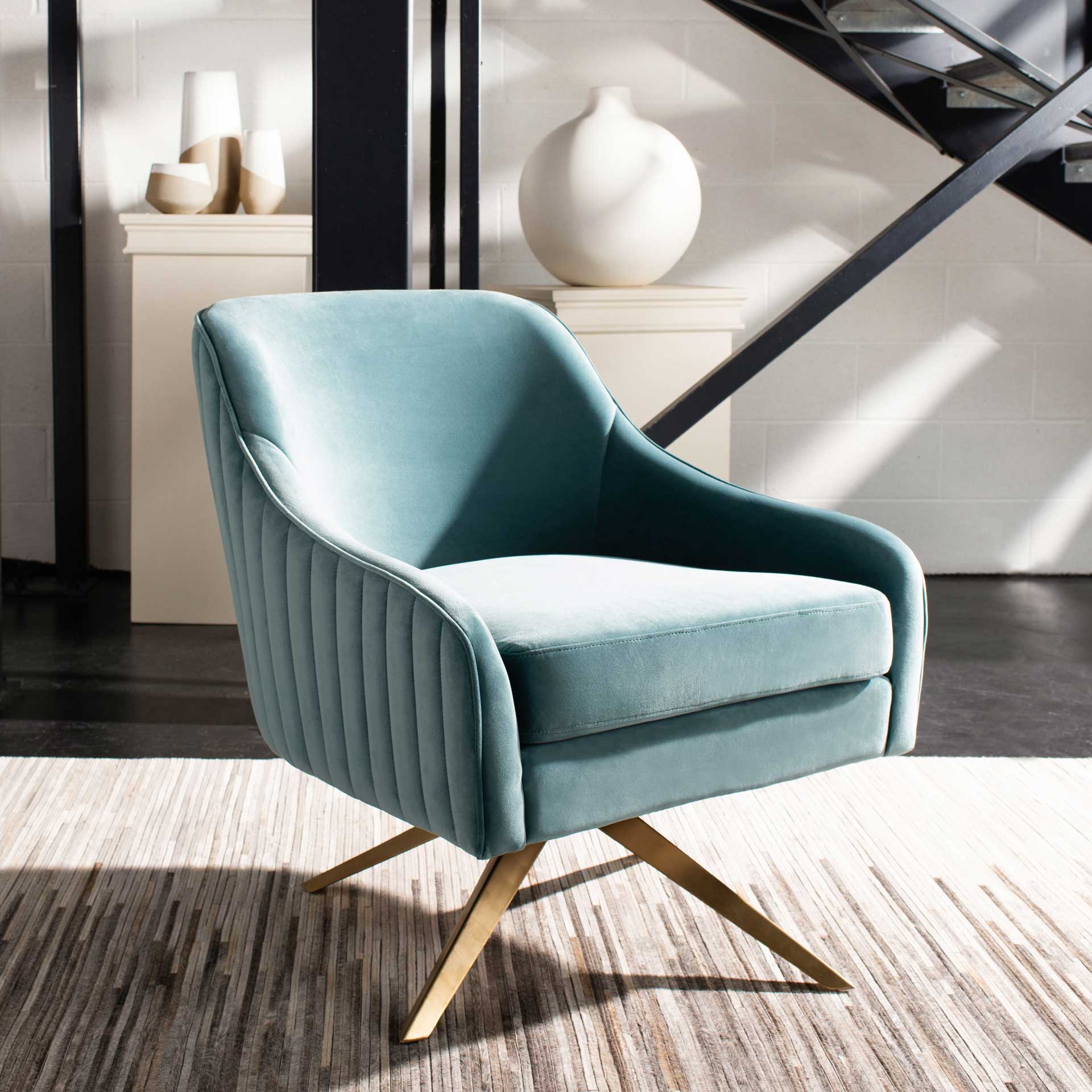 Leif Channeled Velvet Accent Chair Seafoam - Image 7