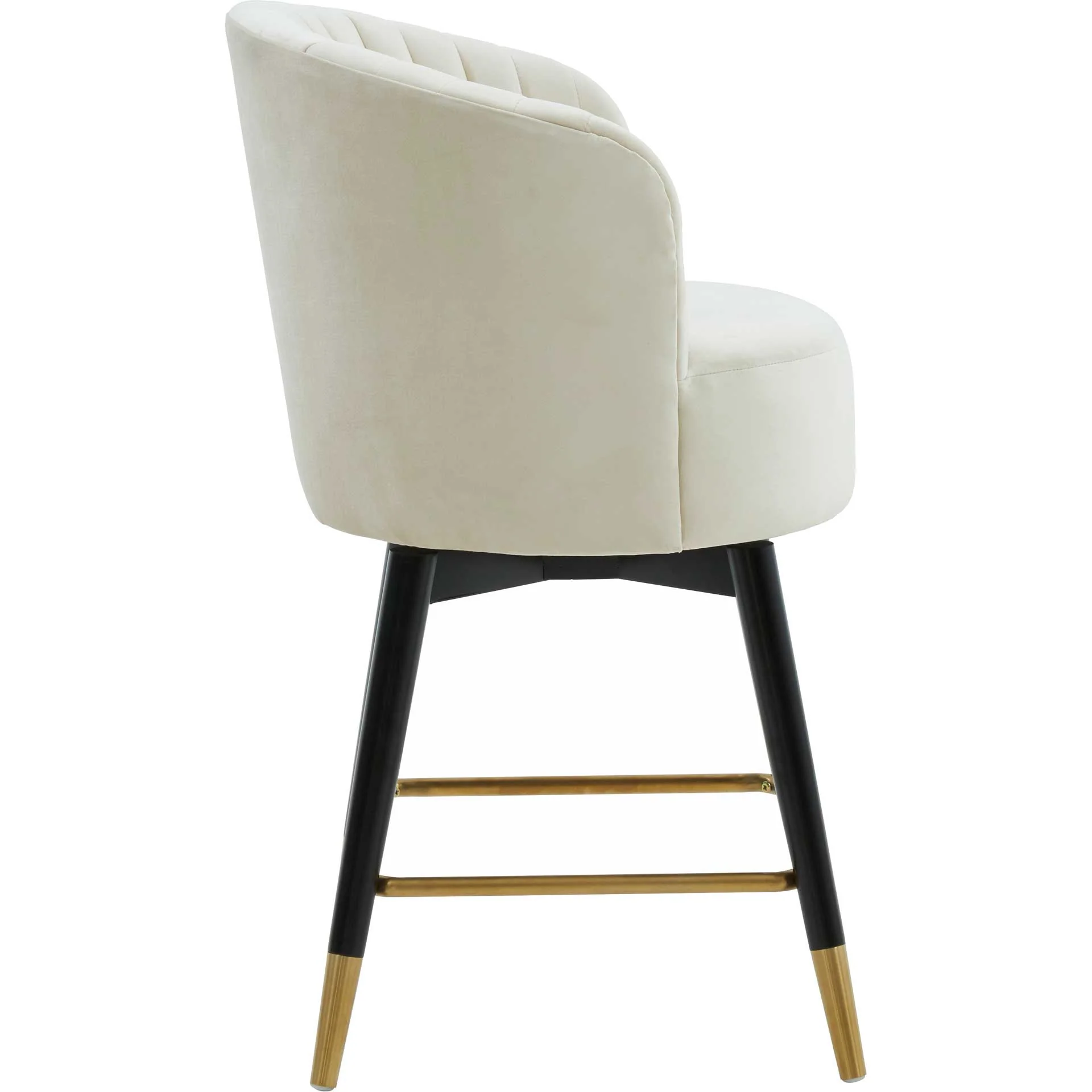 Lenora Velvet Swivel Stool Cream - Image 3