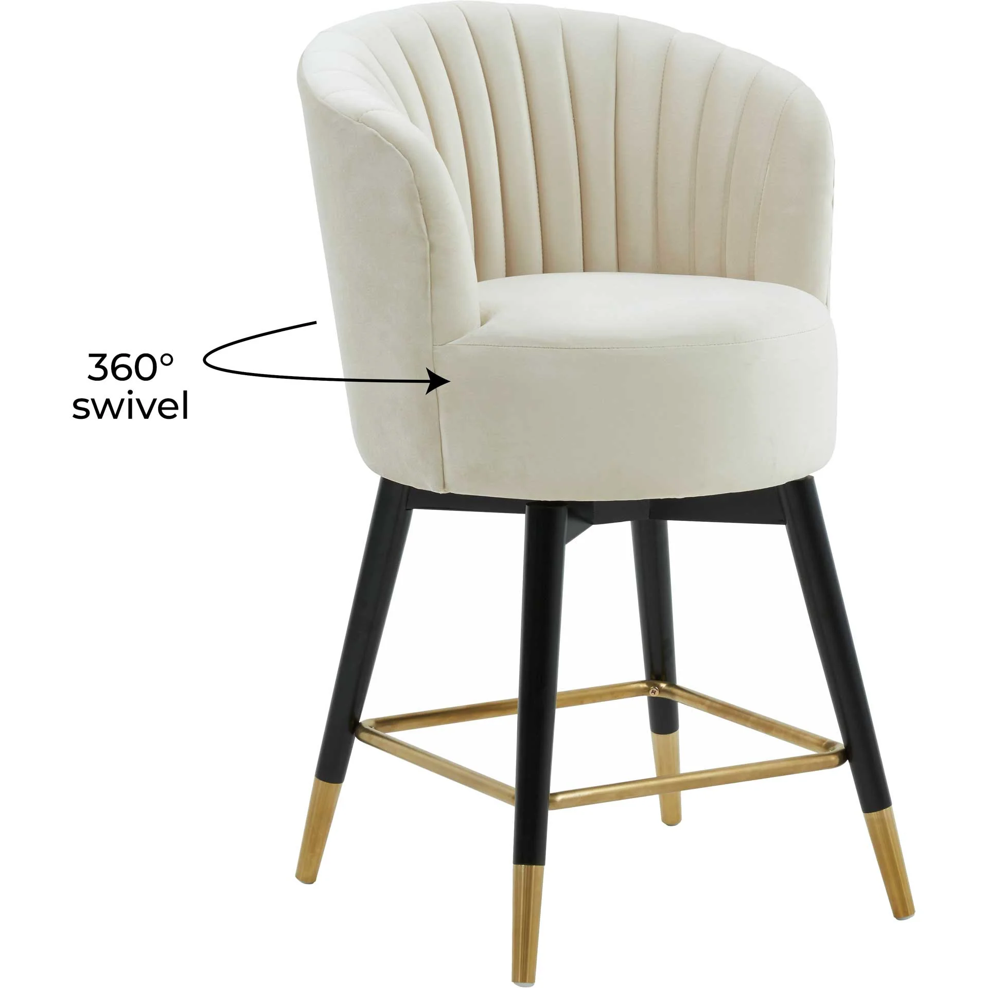 Lenora Velvet Swivel Stool Cream - Image 7