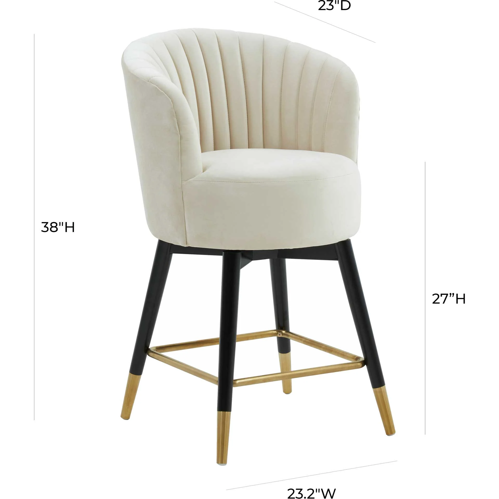 Lenora Velvet Swivel Stool Cream - Image 8