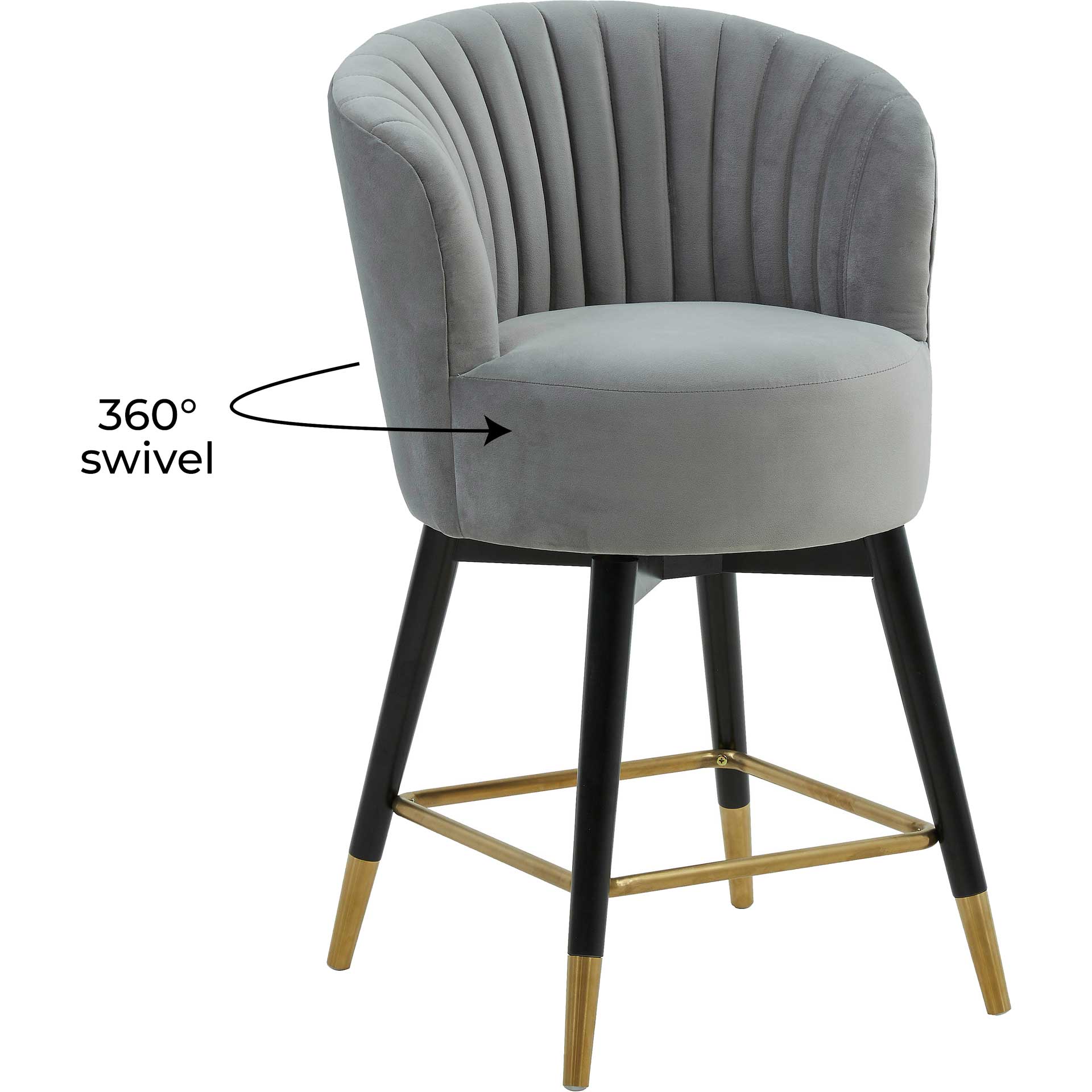 Lenora Velvet Swivel Stool Gray - Image 6
