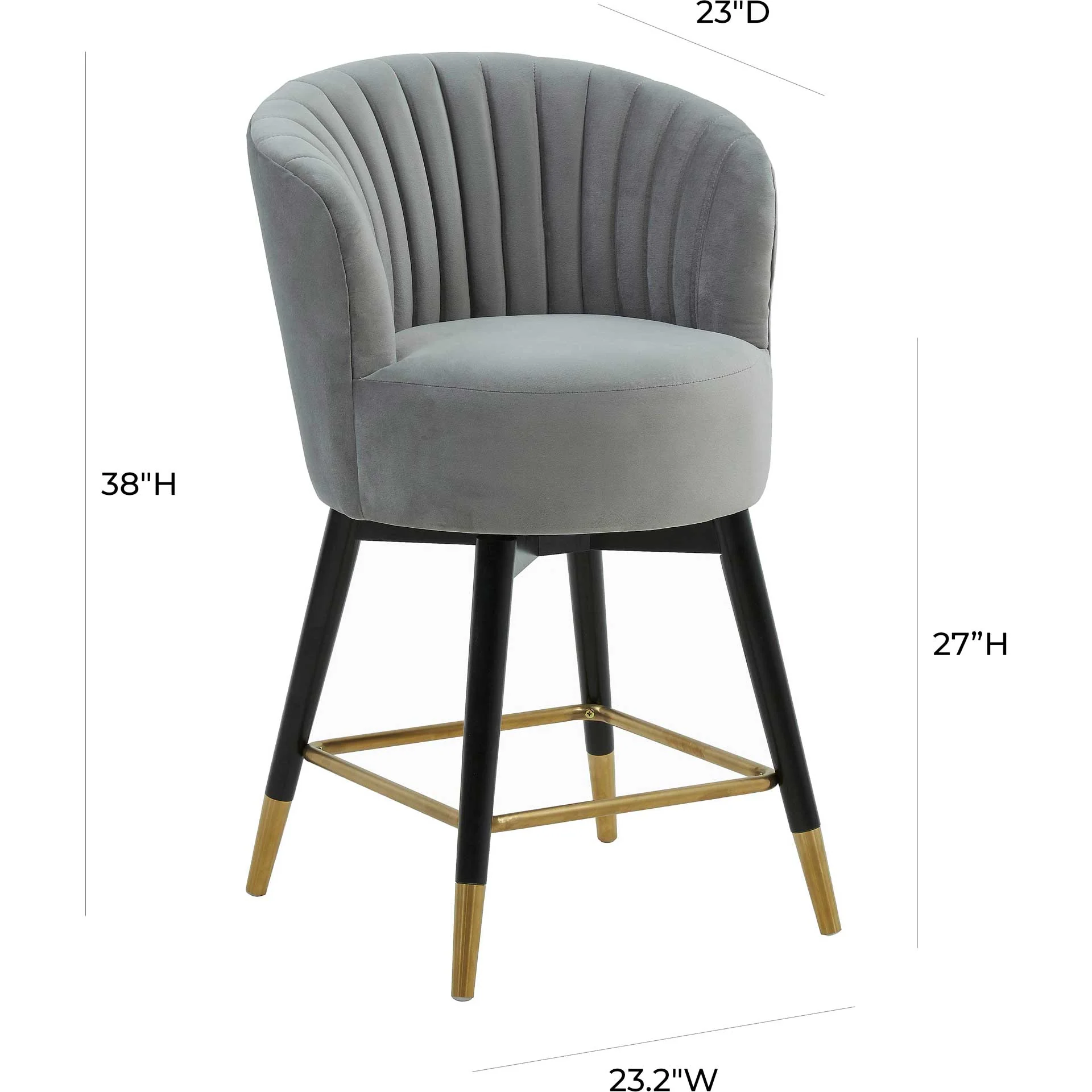 Lenora Velvet Swivel Stool Gray - Image 7