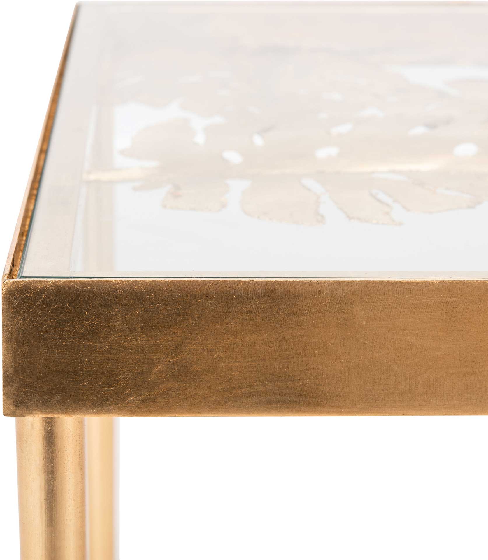 Leonie Palm Leaf Coffee Table Gold/Glass - Image 4