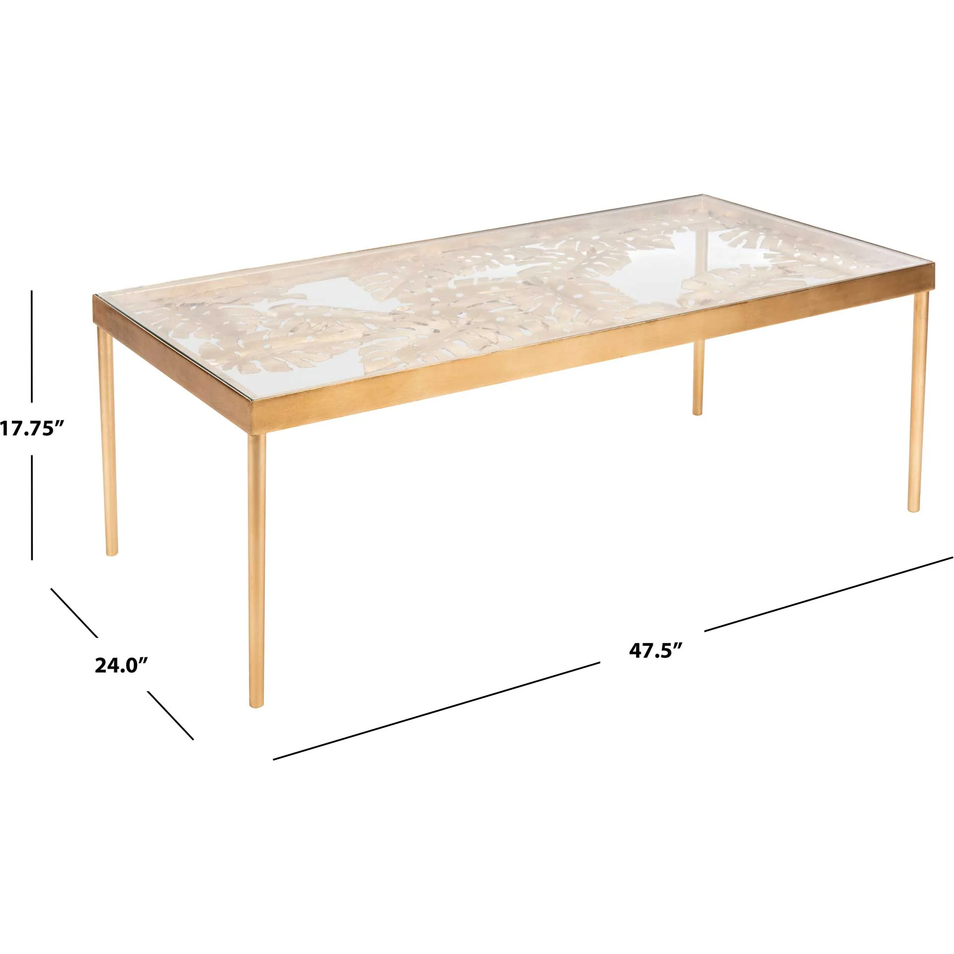 Leonie Palm Leaf Coffee Table Gold/Glass - Image 8