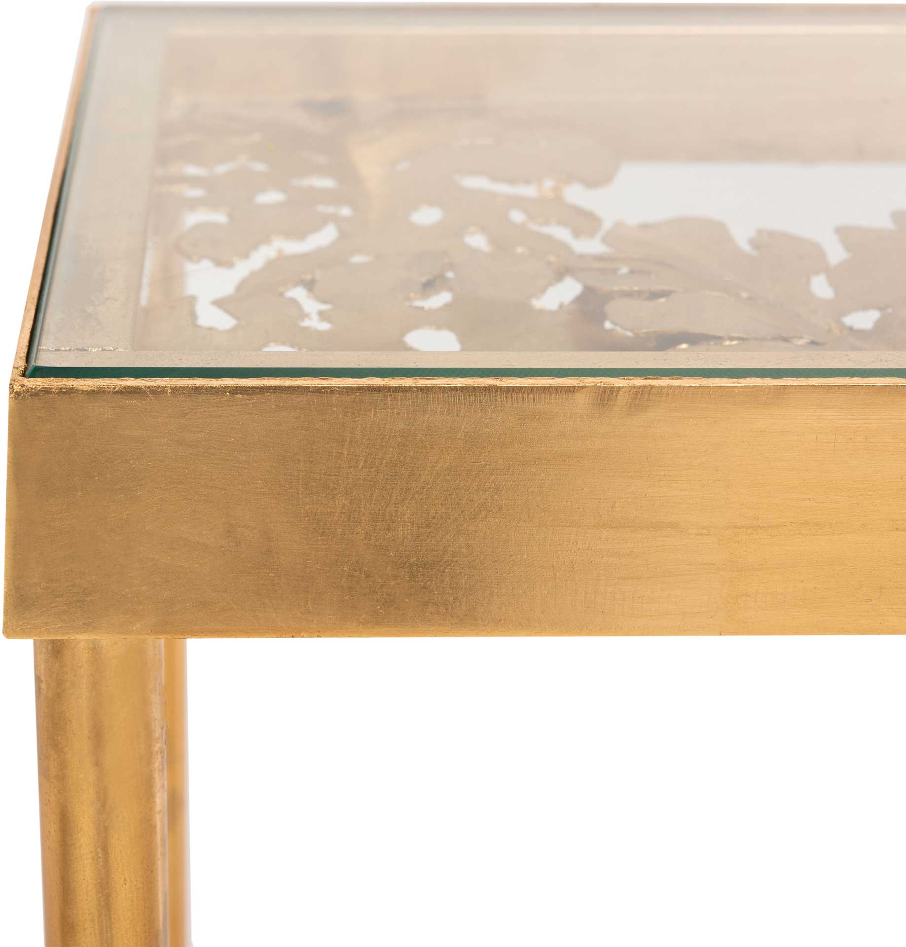 Leonie Palm Leaf Console Table Gold/Glass - Image 4
