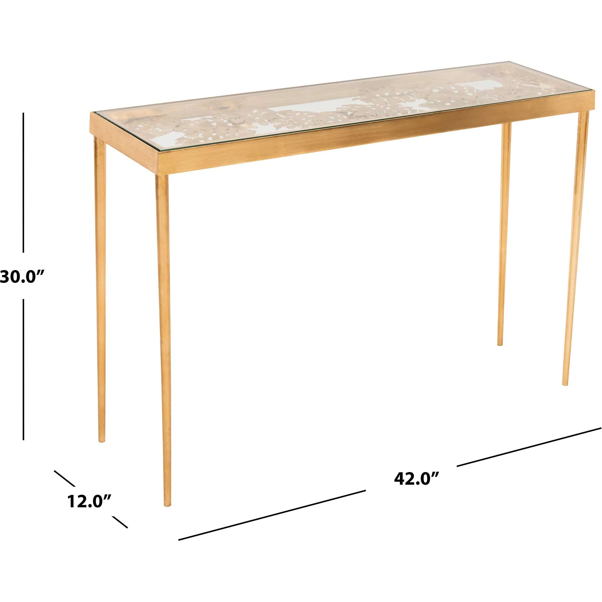 Leonie Palm Leaf Console Table Gold/Glass - Image 7