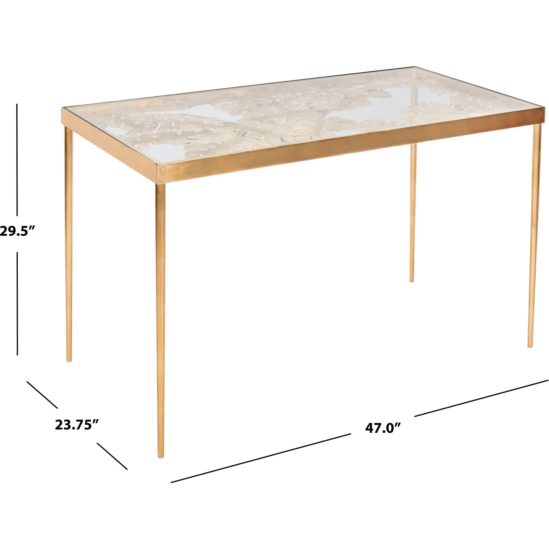 Leonie Palm Leaf Desk Gold/Glass - Image 7