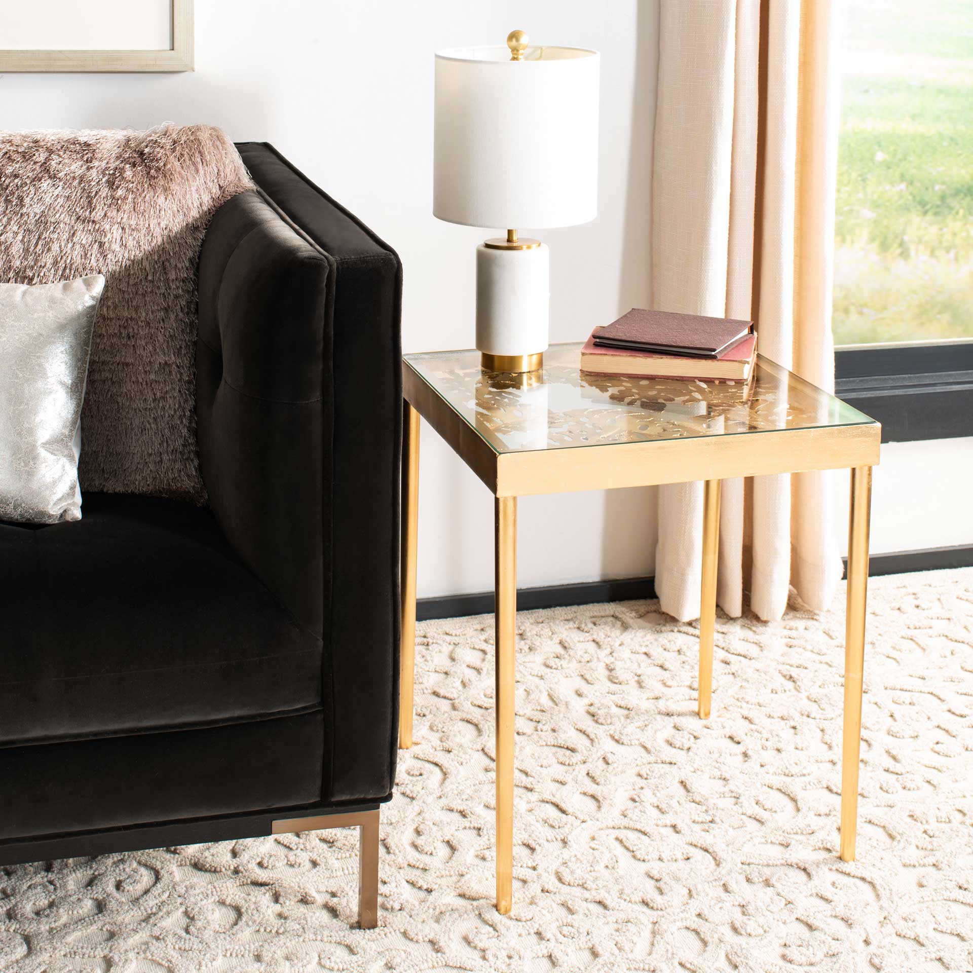 Leonie Palm Leaf Side Table Gold Leaf - Image 7
