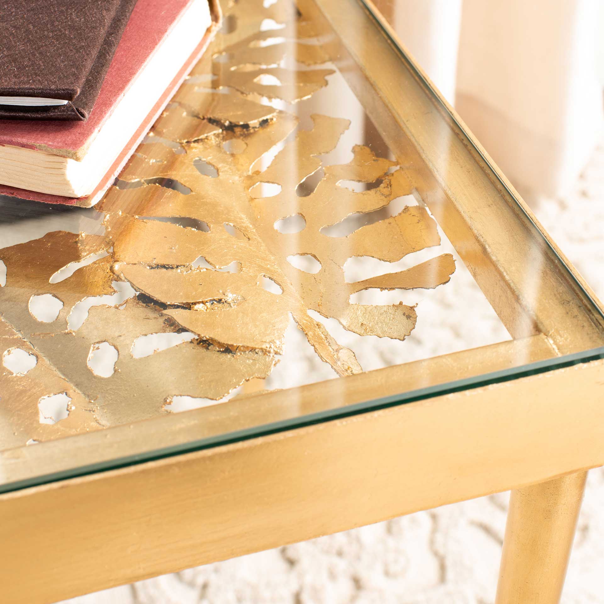 Leonie Palm Leaf Side Table Gold Leaf - Image 8