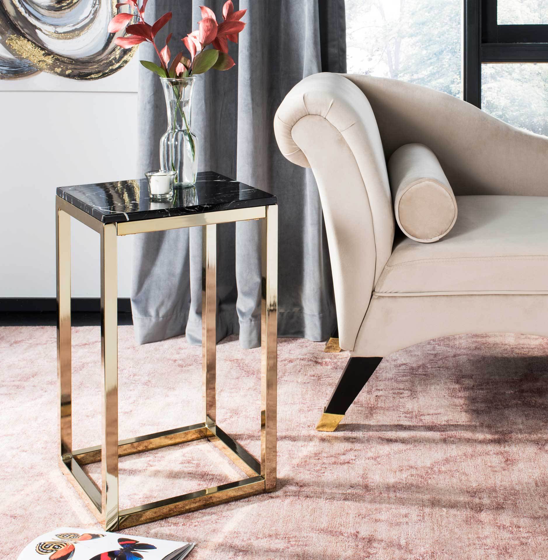 Leroy Square Side Table Black Marble/Brass - Image 4