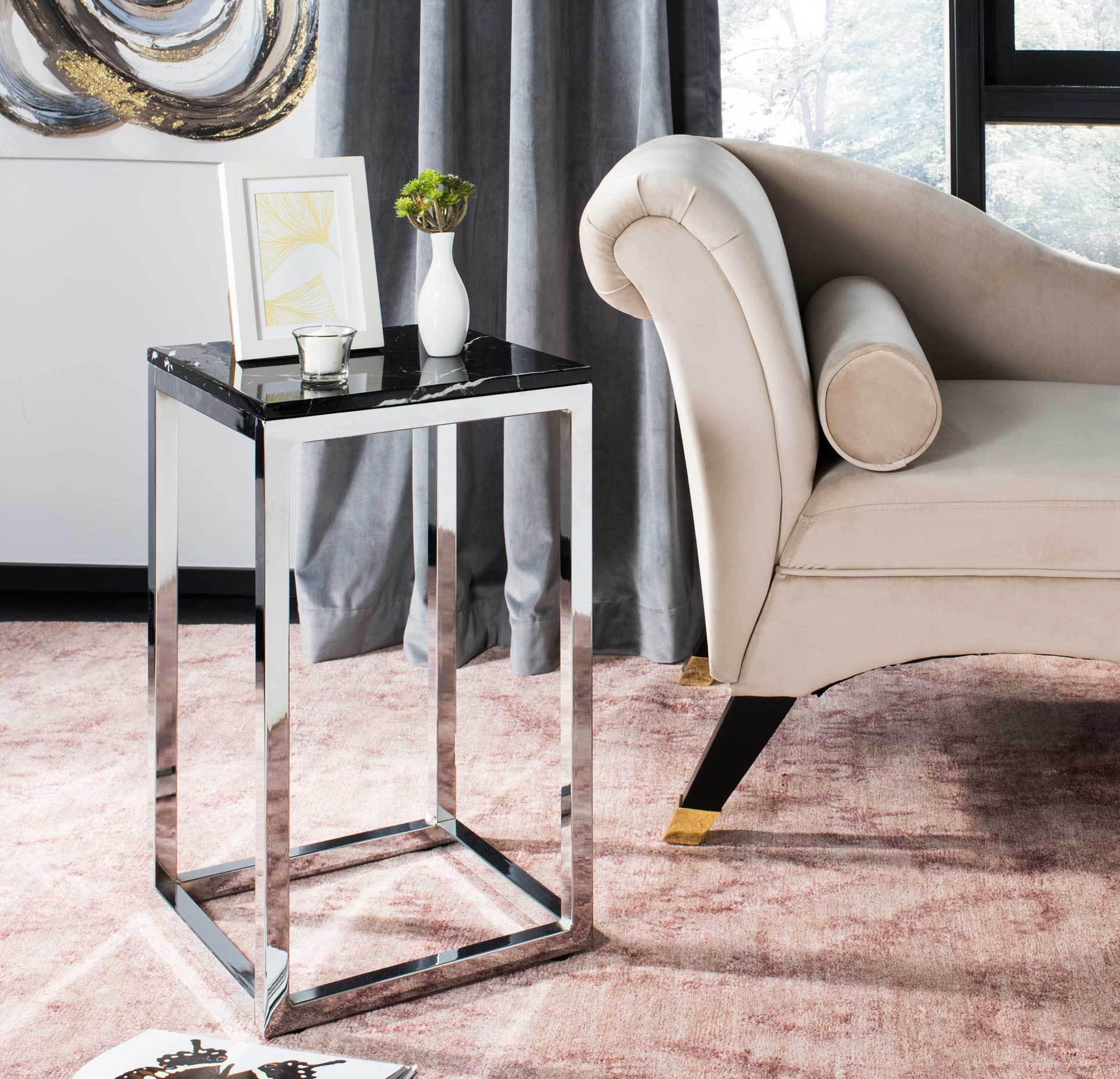 Leroy Square Side Table Black Marble/Chrome - Image 4