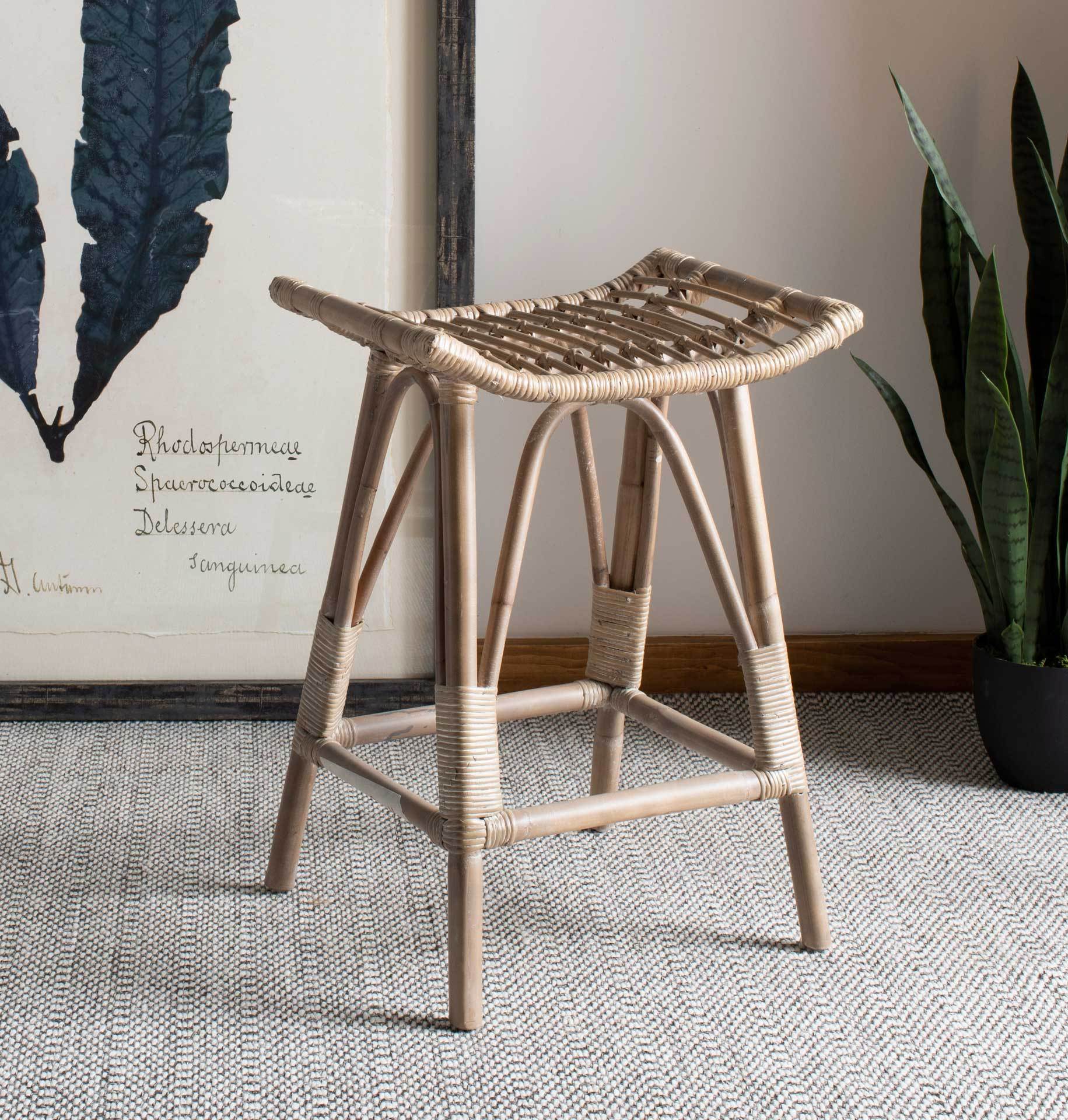 Lesly Rattan Bar Stool Gray White Wash - Image 12