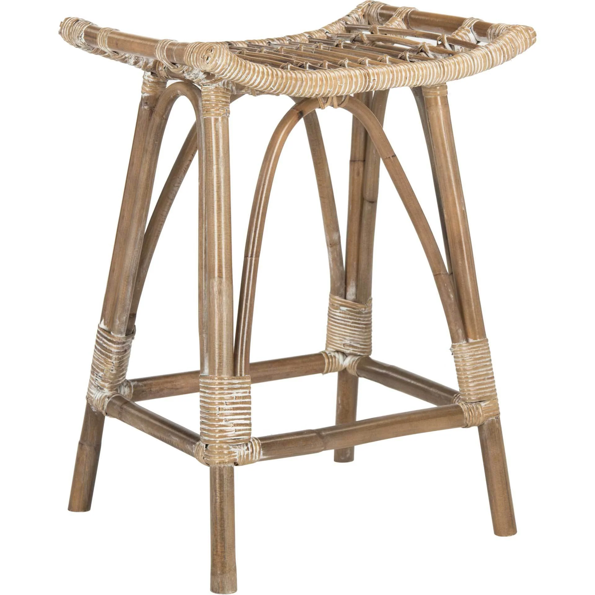 Lesly Rattan Bar Stool Gray White Wash - Image 7