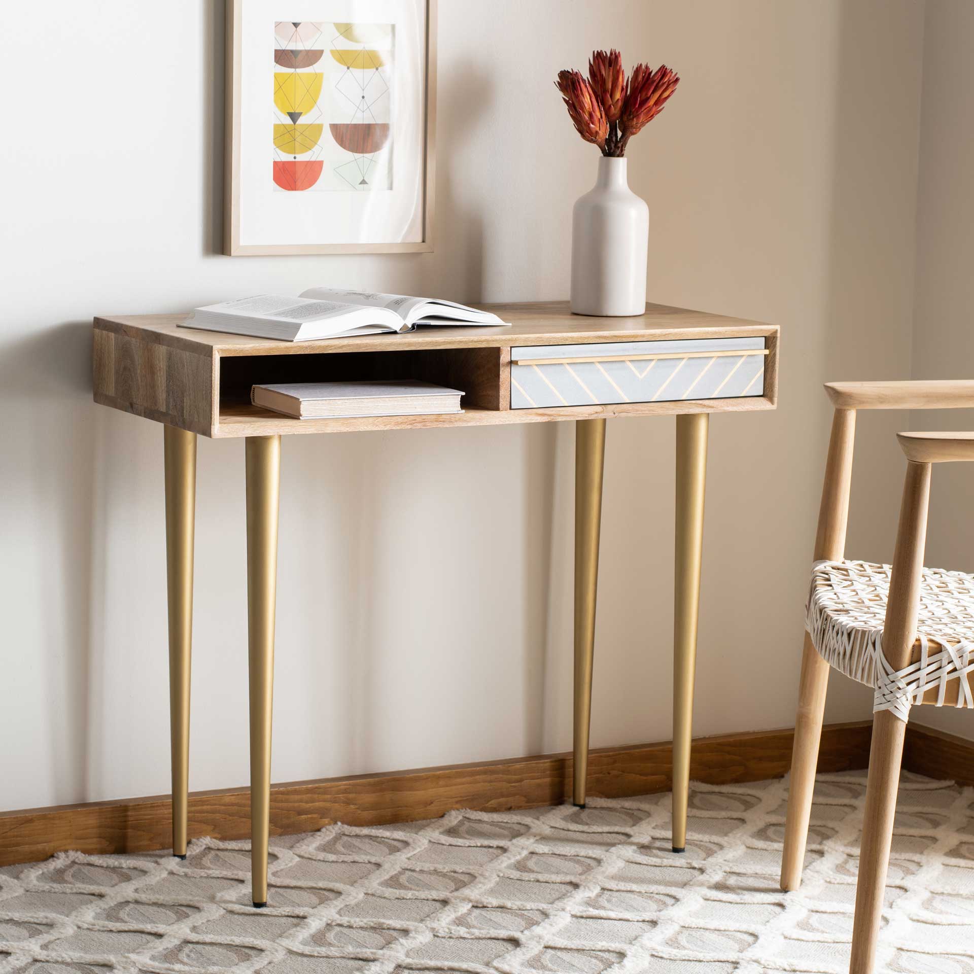 Lester Desk Natural/Cement/Brass - Image 6