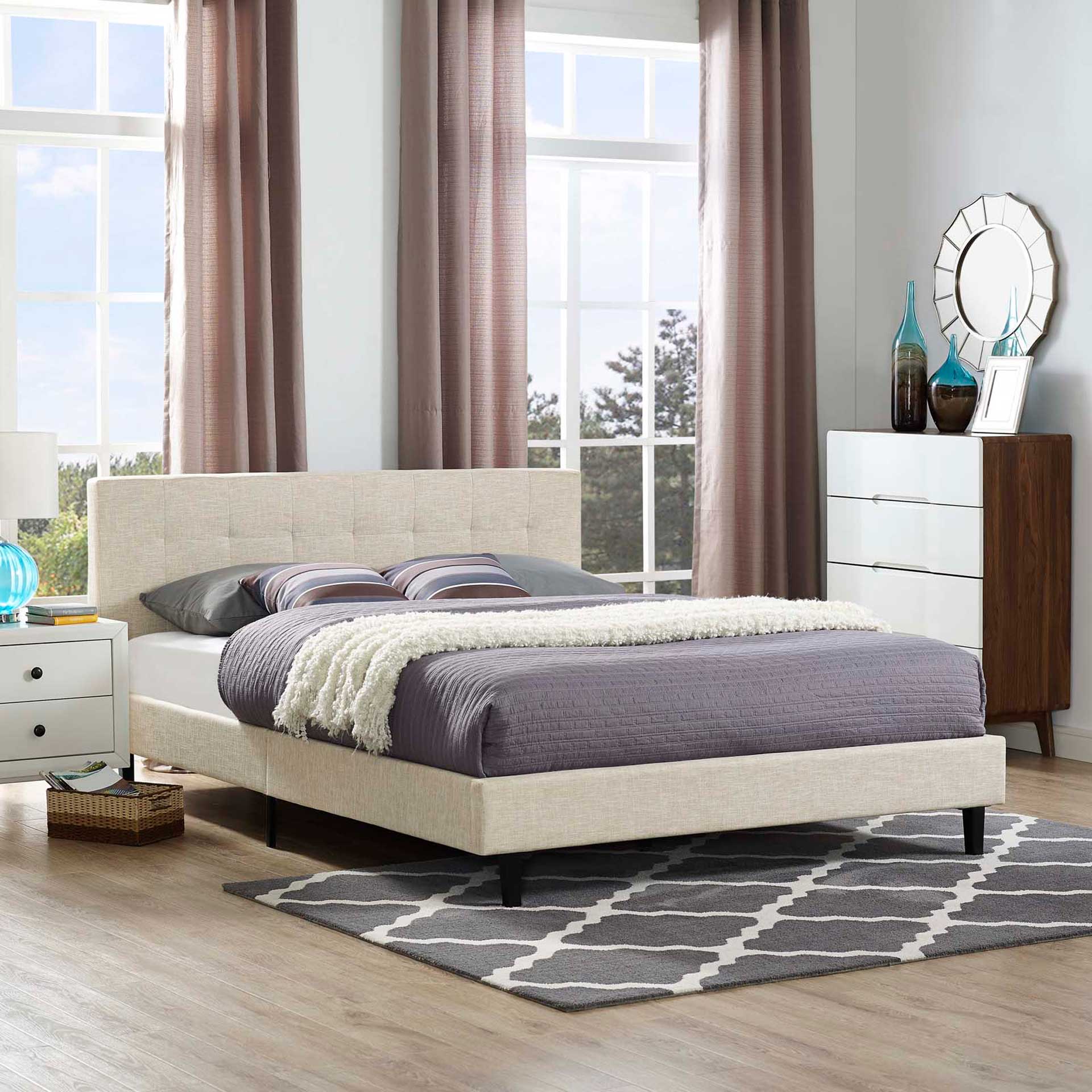 Lester Fabric Bed Beige - Image 5