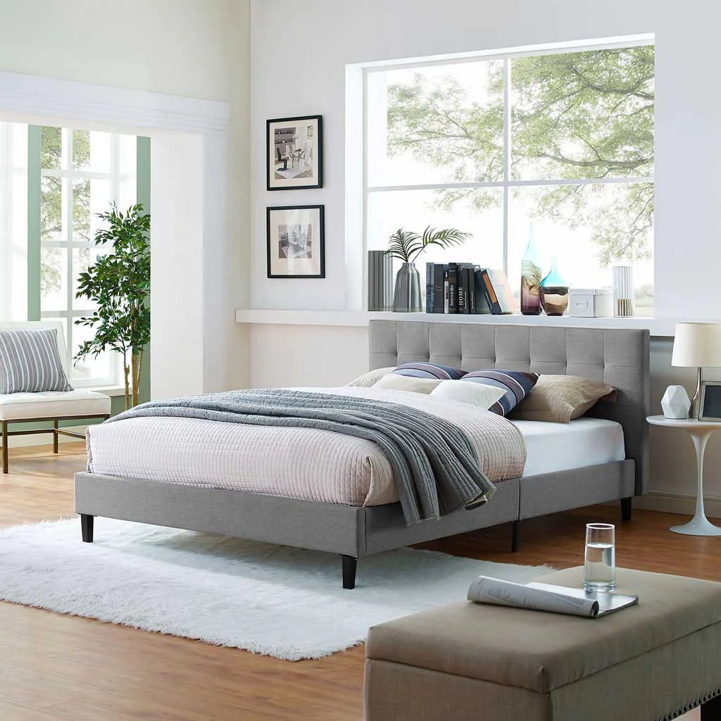 Lester Fabric Bed Light Gray - Image 5