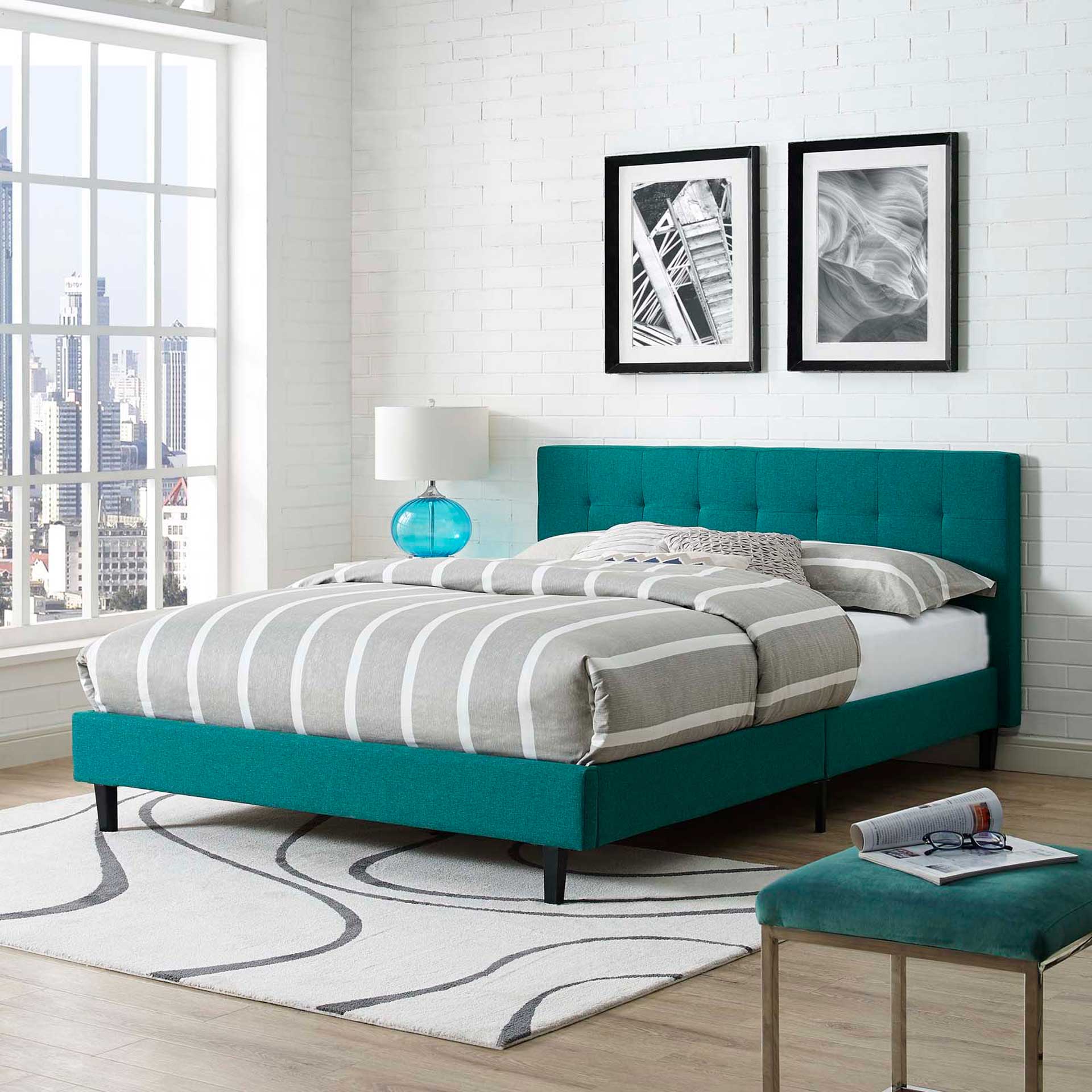 Lester Fabric Bed Teal - Image 5