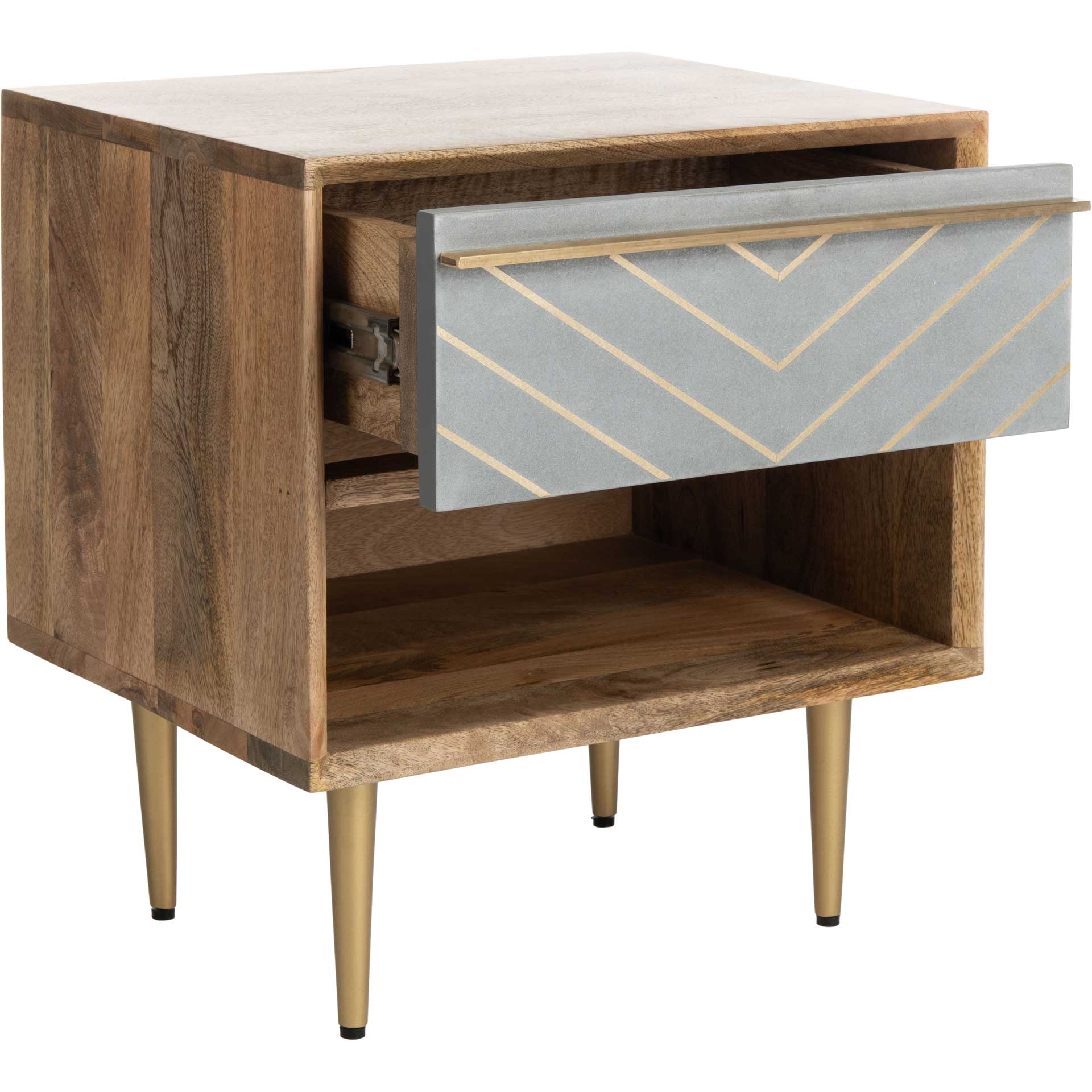 Lester Nightstand Natural/Brass - Image 2